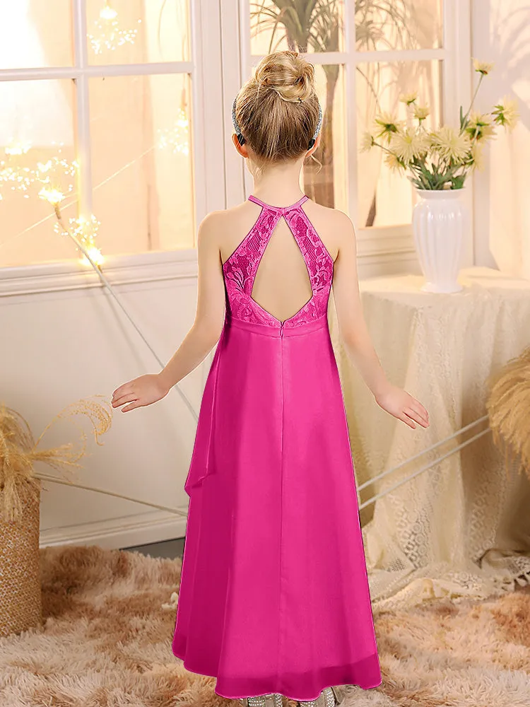 Halter Sleeveless Chiffon Junior Bridesmaid Dresses