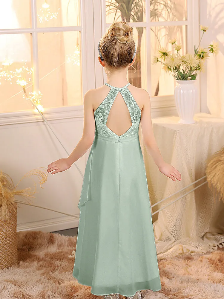 Halter Sleeveless Chiffon Junior Bridesmaid Dresses