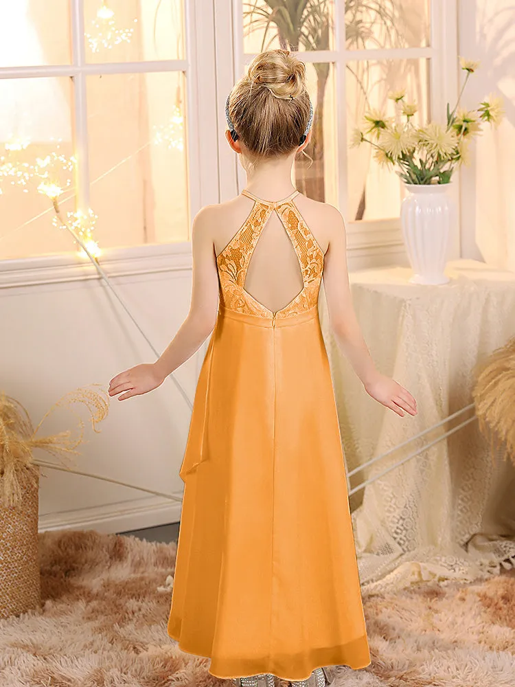 Halter Sleeveless Chiffon Junior Bridesmaid Dresses