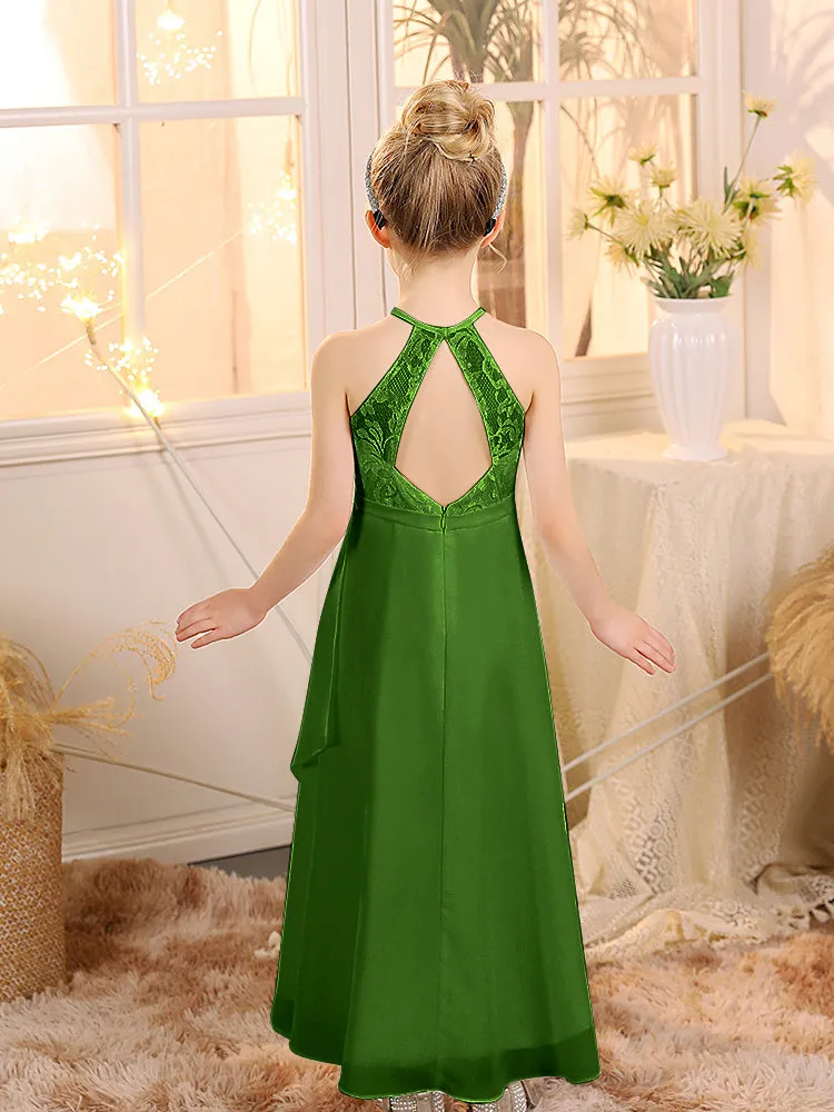 Halter Sleeveless Chiffon Junior Bridesmaid Dresses