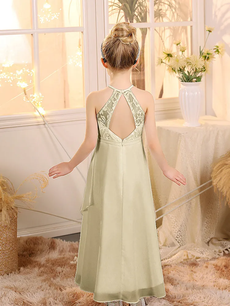 Halter Sleeveless Chiffon Junior Bridesmaid Dresses