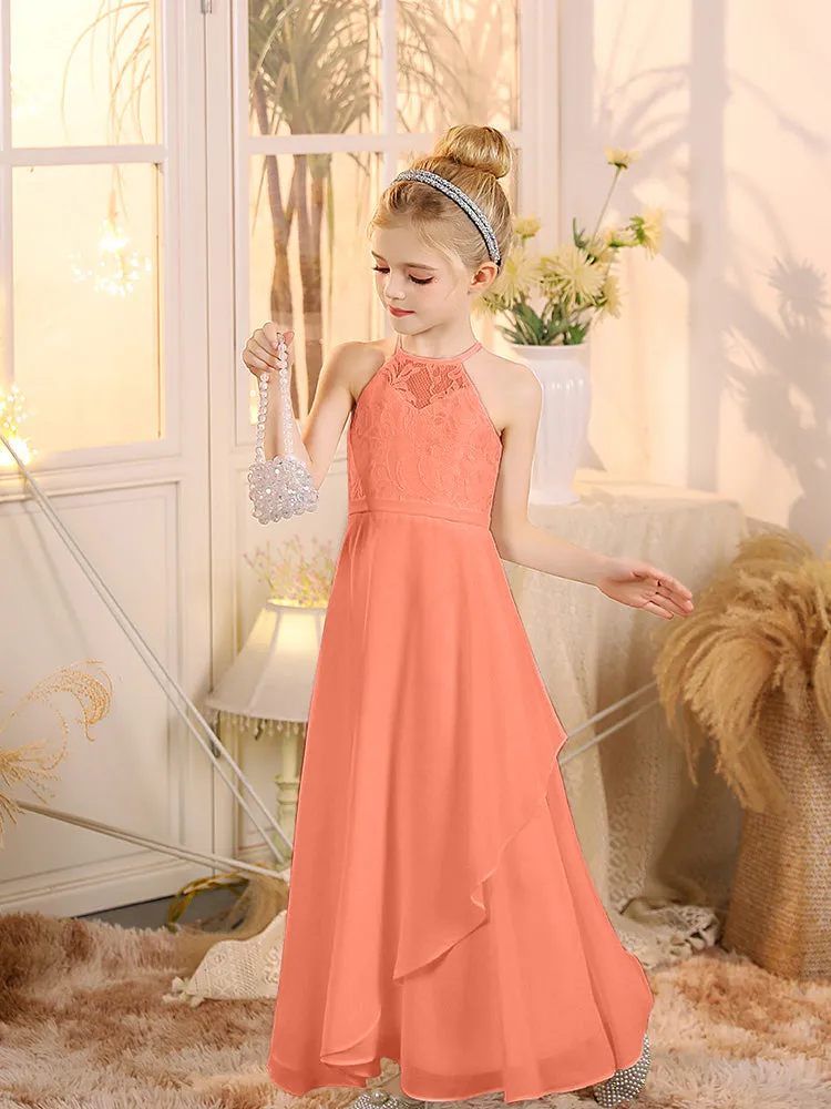 Halter Sleeveless Chiffon Junior Bridesmaid Dresses