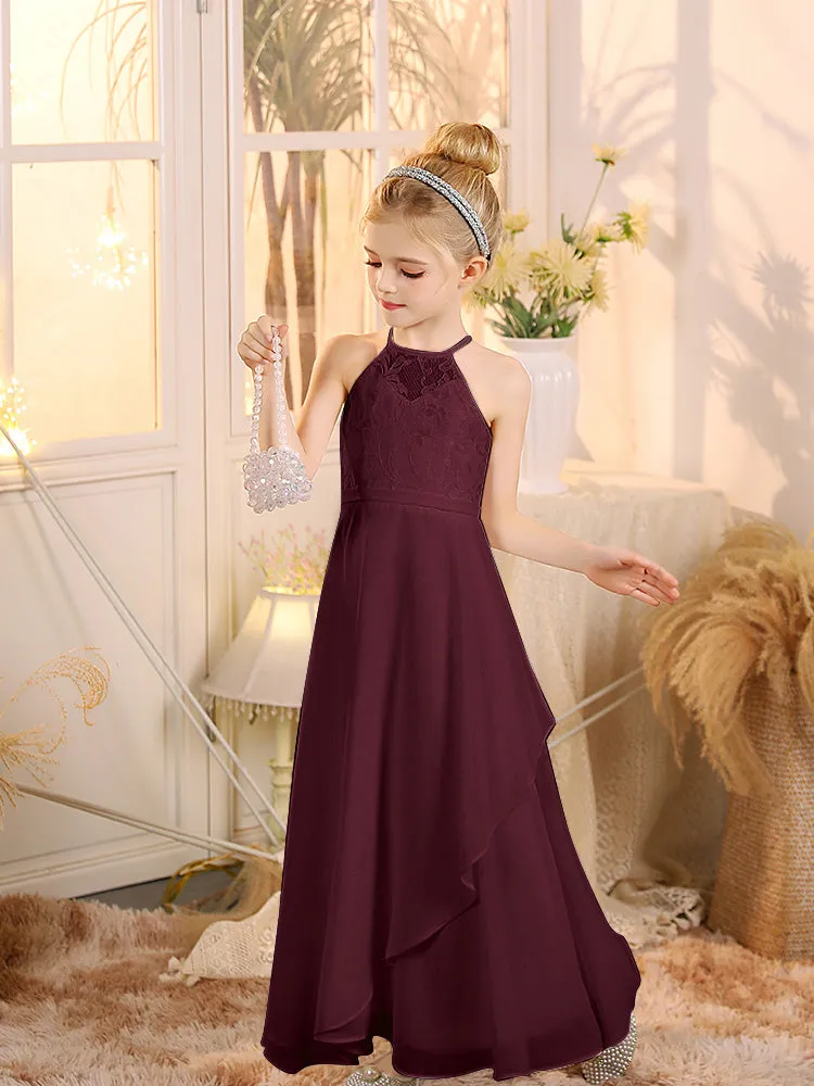 Halter Sleeveless Chiffon Junior Bridesmaid Dresses