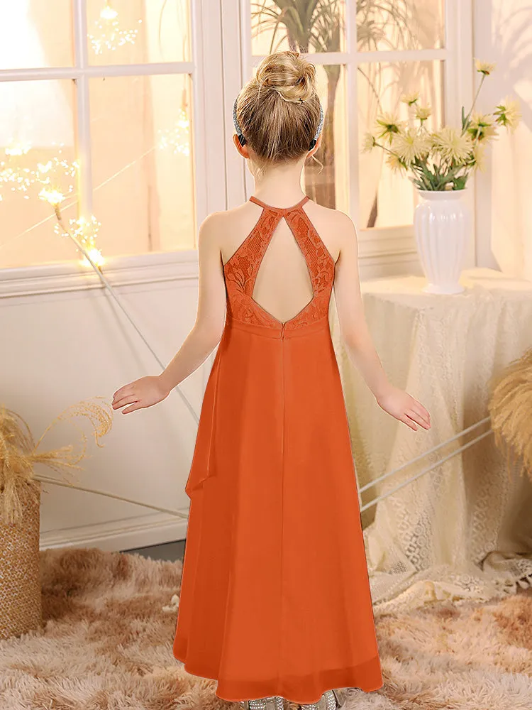 Halter Sleeveless Chiffon Junior Bridesmaid Dresses