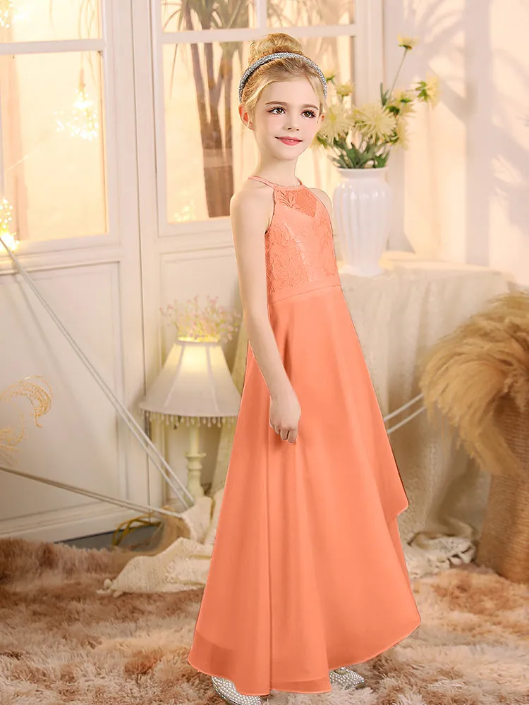 Halter Sleeveless Chiffon Junior Bridesmaid Dresses