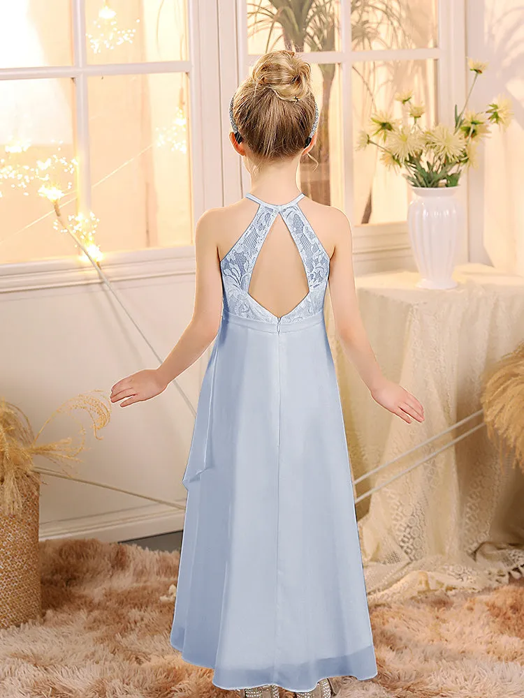 Halter Sleeveless Chiffon Junior Bridesmaid Dresses