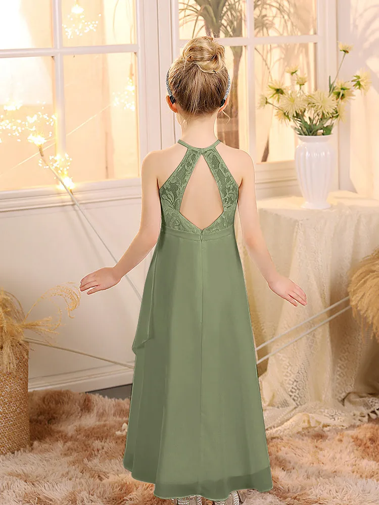 Halter Sleeveless Chiffon Junior Bridesmaid Dresses