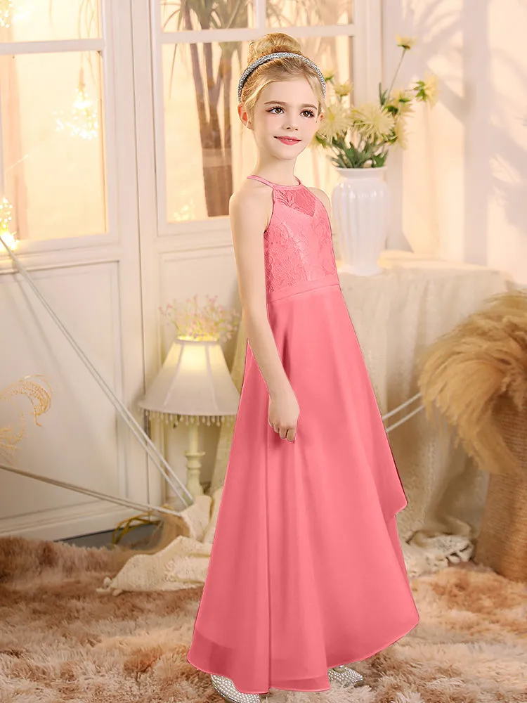 Halter Sleeveless Chiffon Junior Bridesmaid Dresses