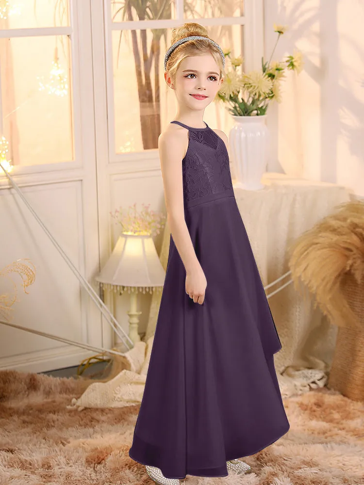 Halter Sleeveless Chiffon Junior Bridesmaid Dresses