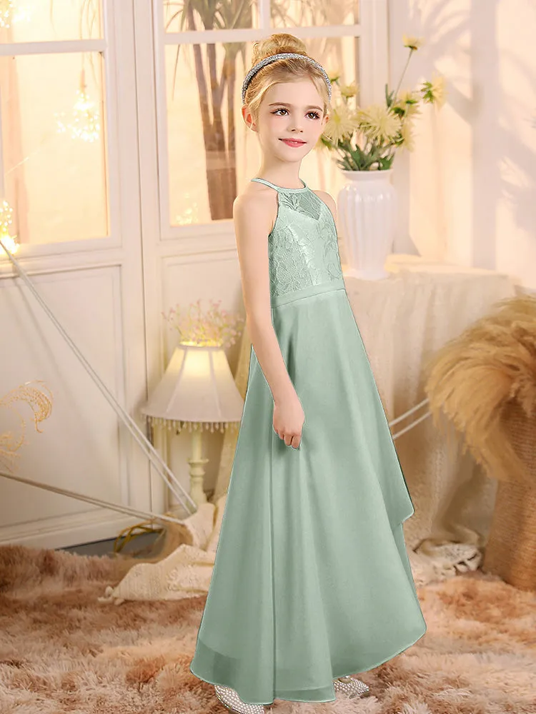 Halter Sleeveless Chiffon Junior Bridesmaid Dresses