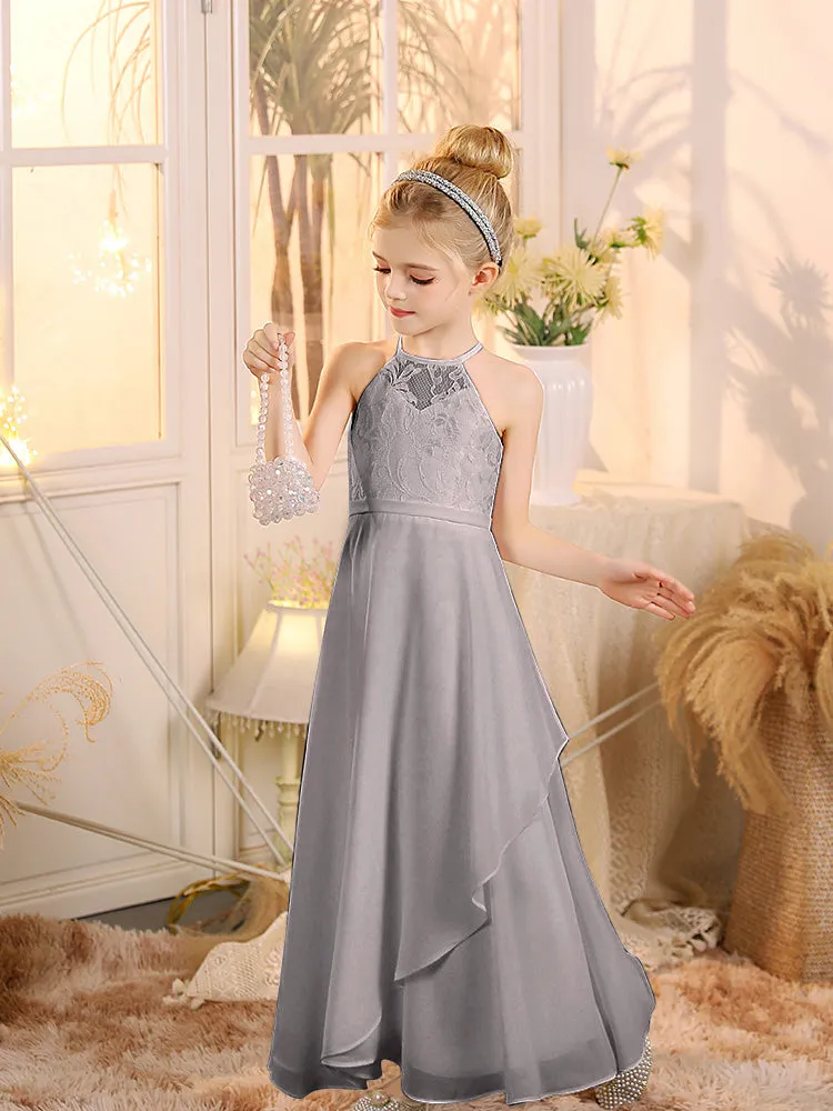 Halter Sleeveless Chiffon Junior Bridesmaid Dresses