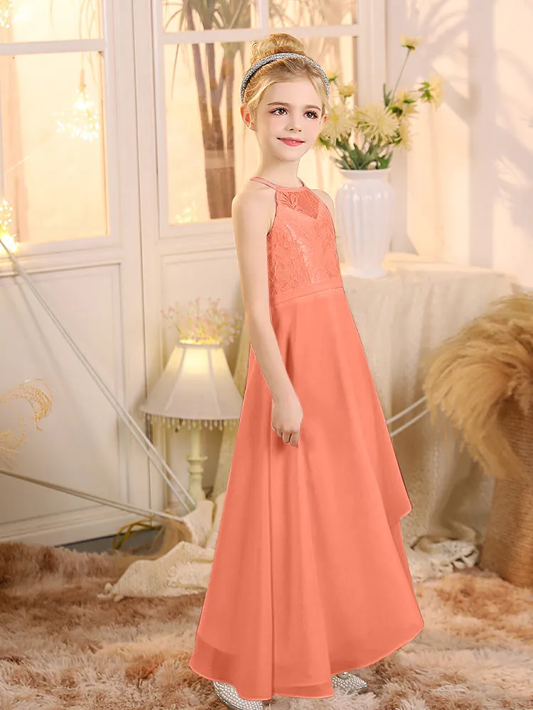 Halter Sleeveless Chiffon Junior Bridesmaid Dresses