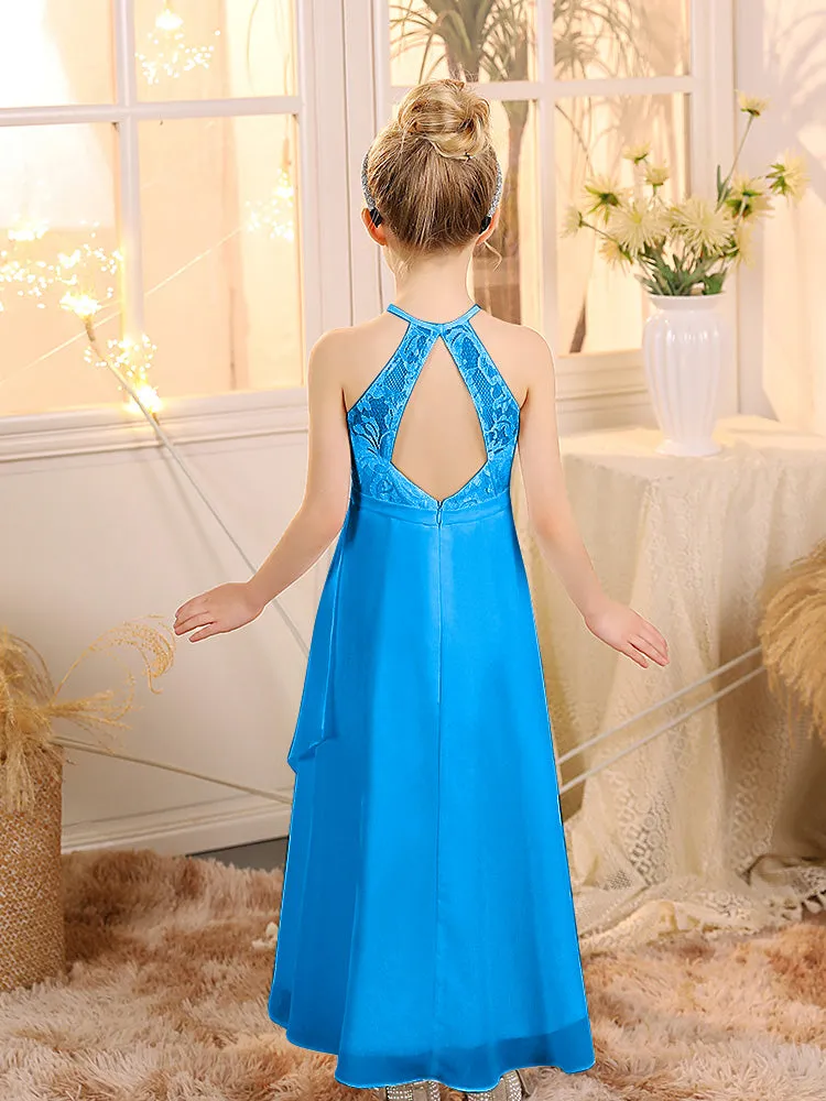 Halter Sleeveless Chiffon Junior Bridesmaid Dresses