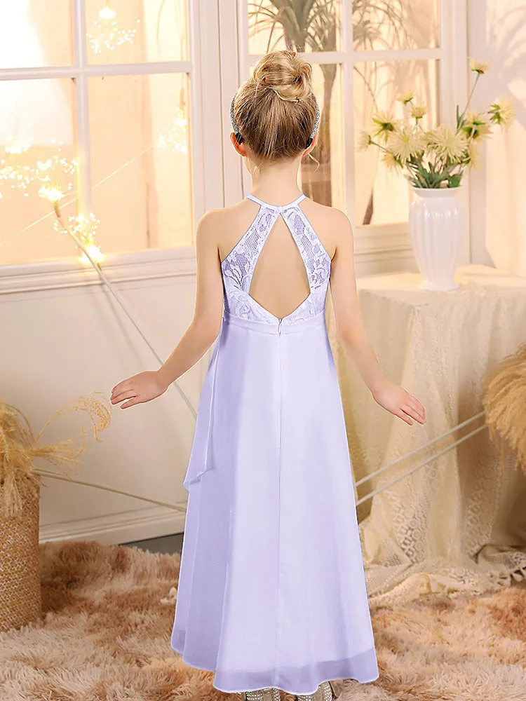 Halter Sleeveless Chiffon Junior Bridesmaid Dresses