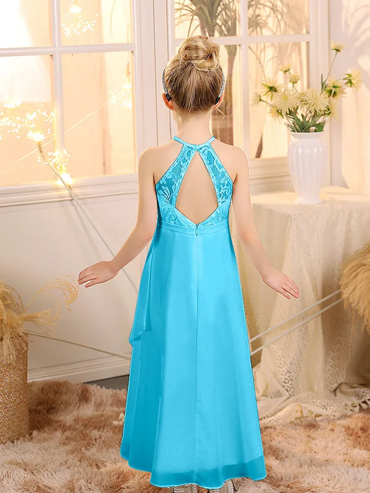 Halter Sleeveless Chiffon Junior Bridesmaid Dresses