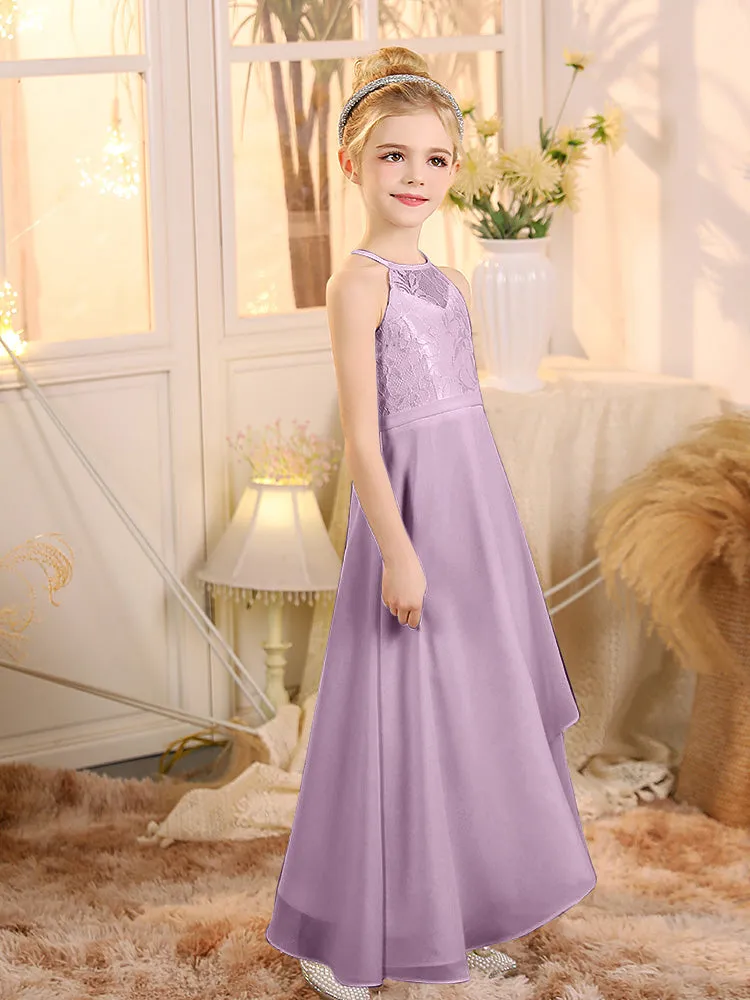 Halter Sleeveless Chiffon Junior Bridesmaid Dresses