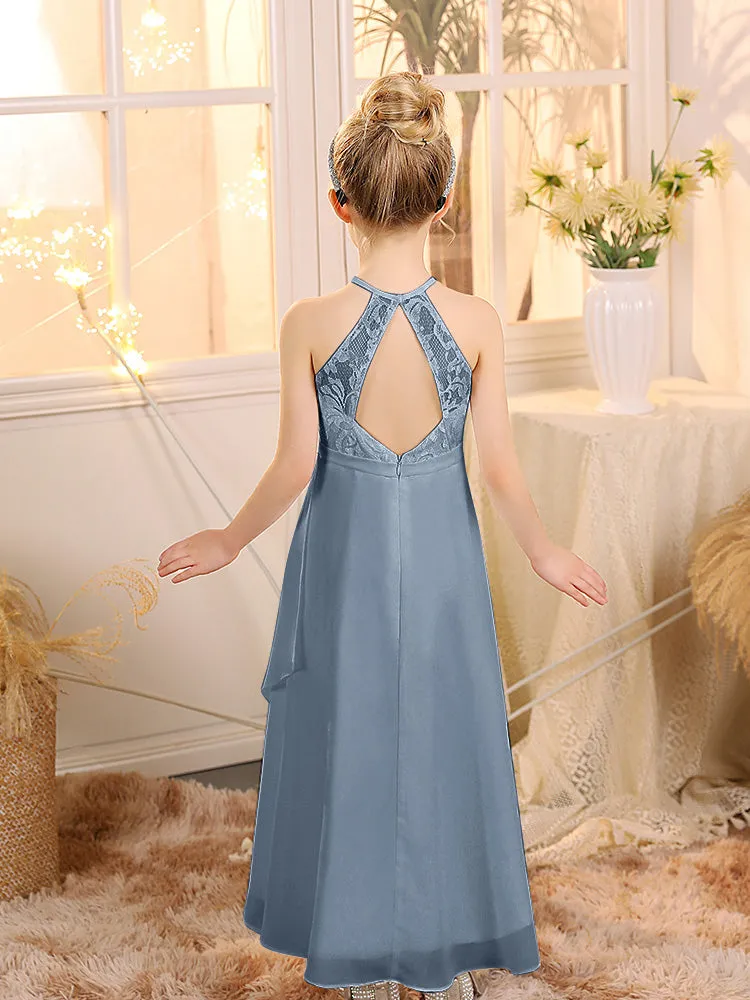 Halter Sleeveless Chiffon Junior Bridesmaid Dresses