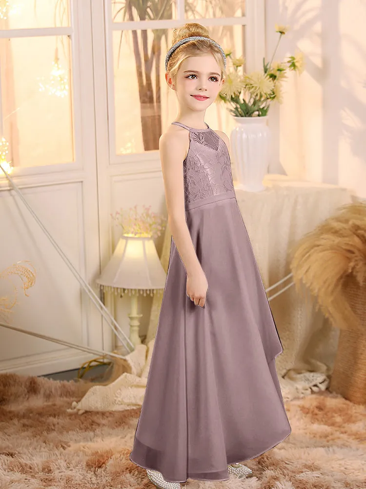 Halter Sleeveless Chiffon Junior Bridesmaid Dresses