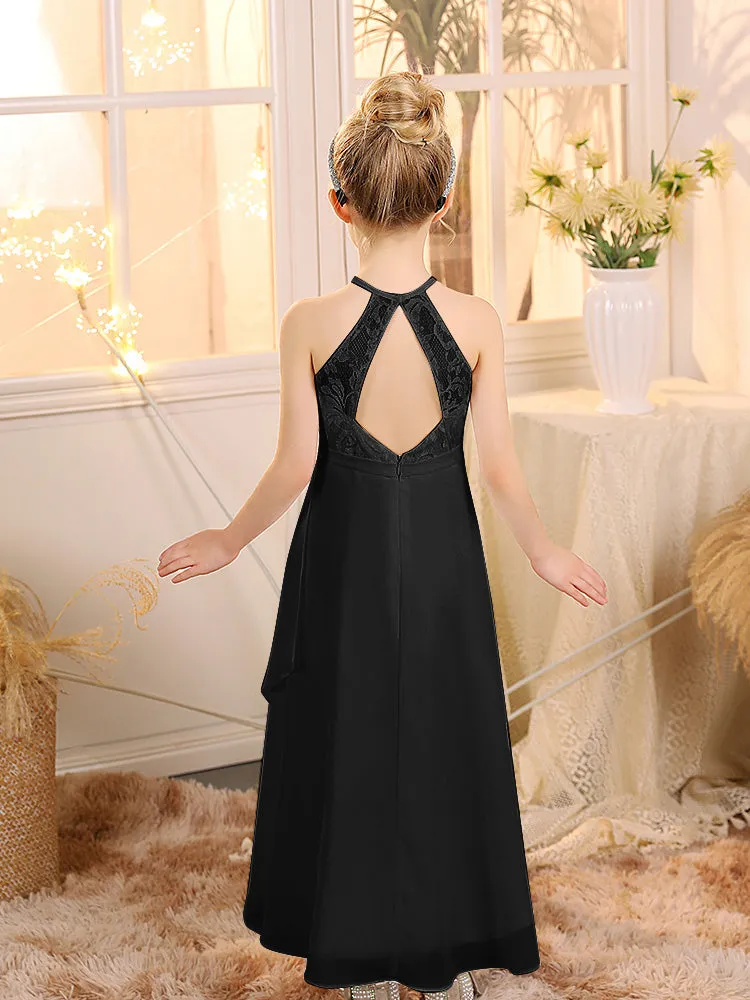 Halter Sleeveless Chiffon Junior Bridesmaid Dresses