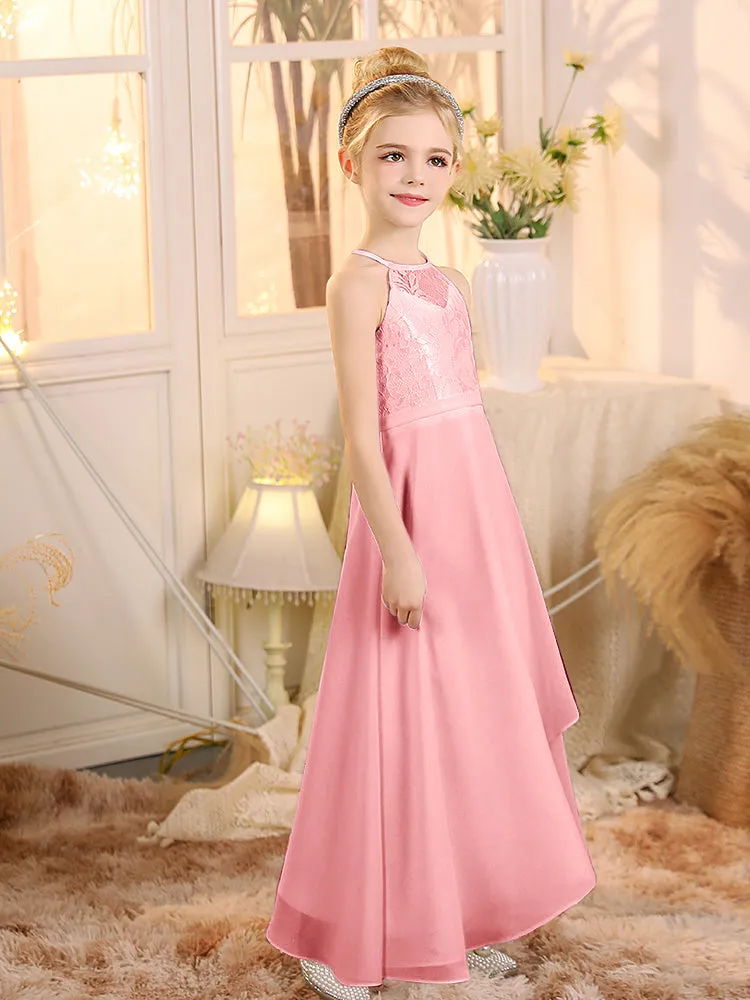 Halter Sleeveless Chiffon Junior Bridesmaid Dresses