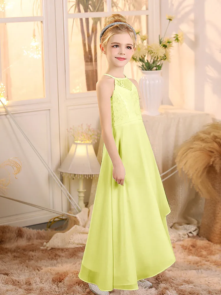 Halter Sleeveless Chiffon Junior Bridesmaid Dresses