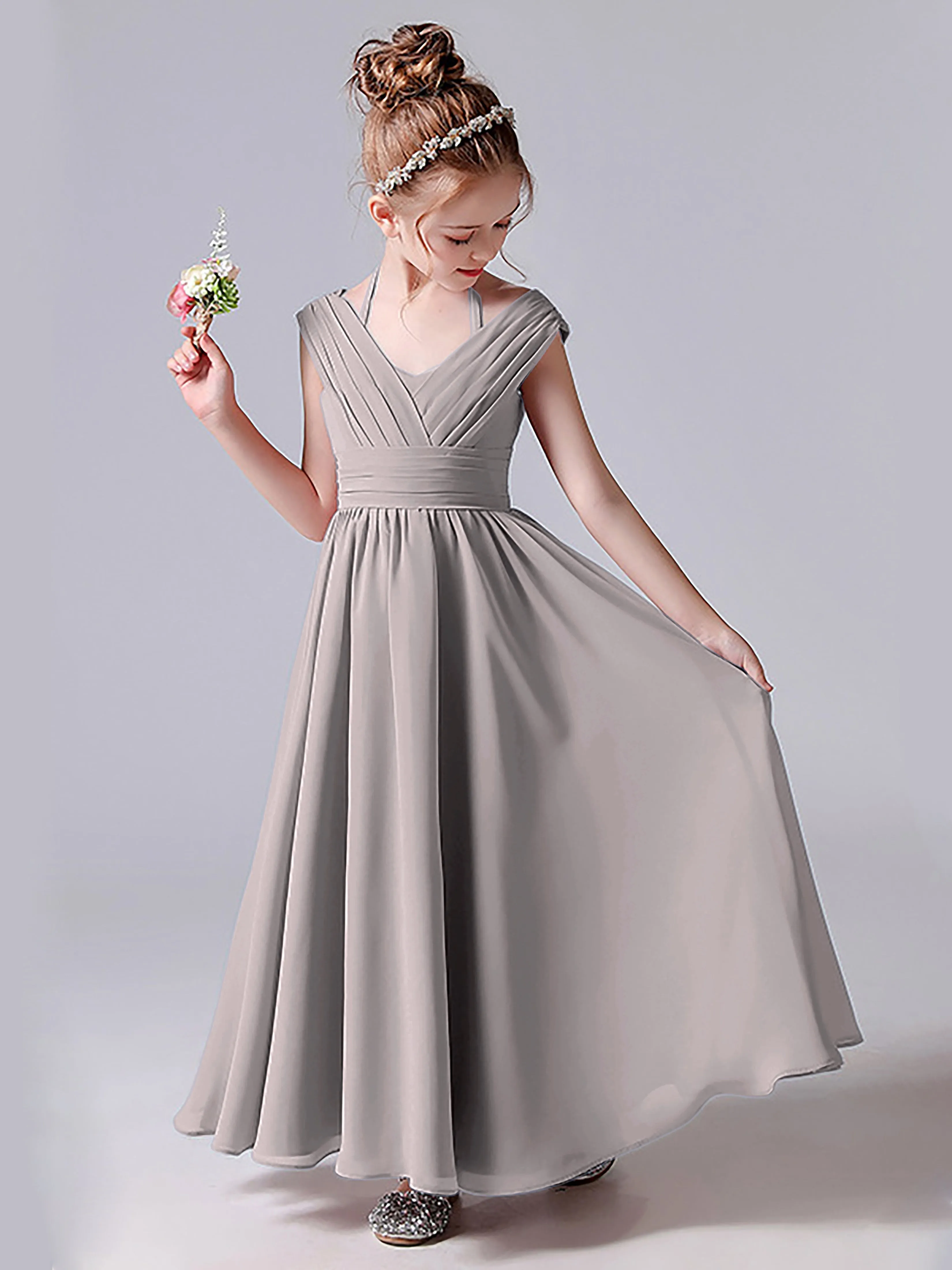 Halter V Back Junior Bridesmaid Dress