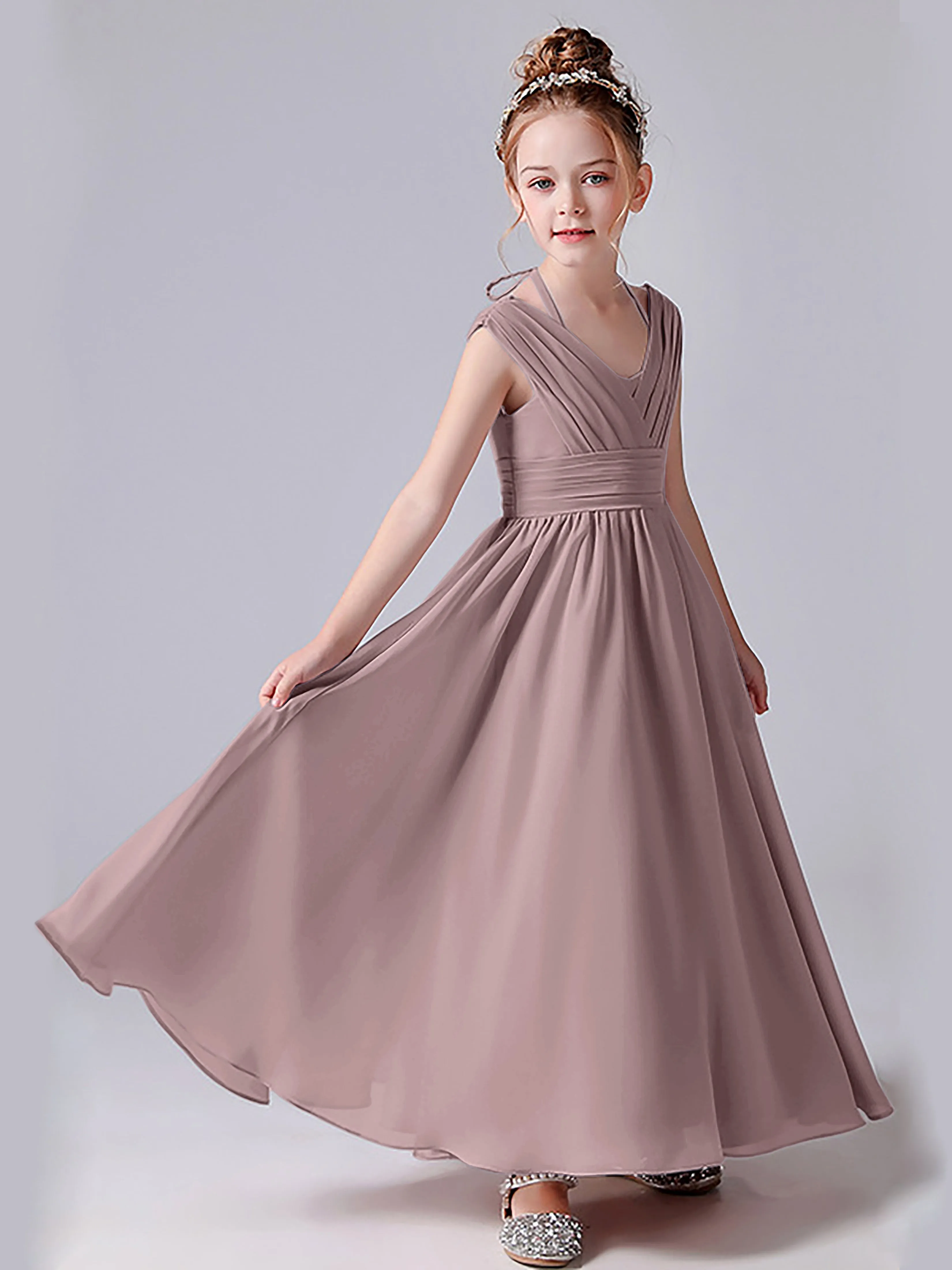 Halter V Back Junior Bridesmaid Dress