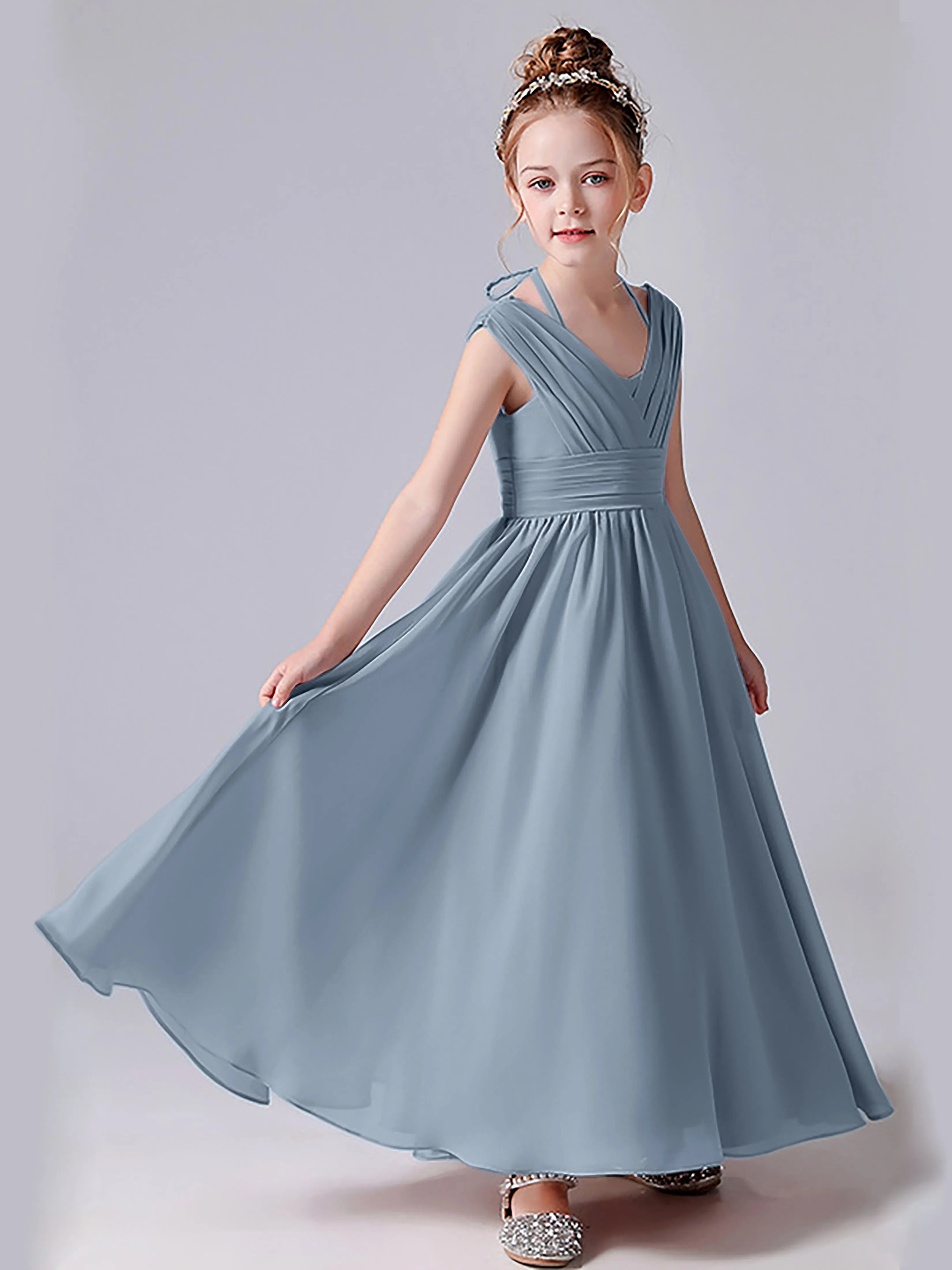 Halter V Back Junior Bridesmaid Dress