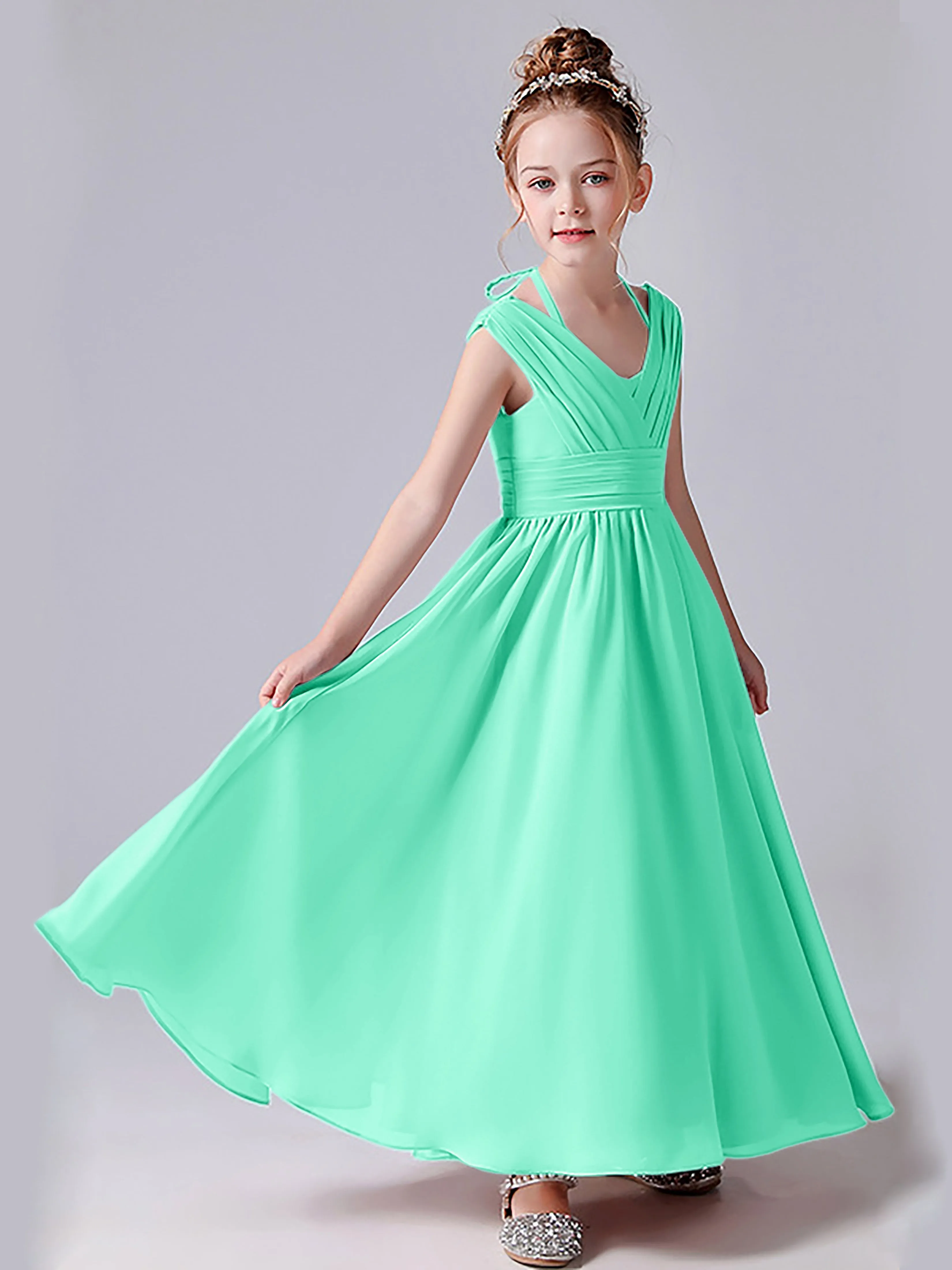 Halter V Back Junior Bridesmaid Dress