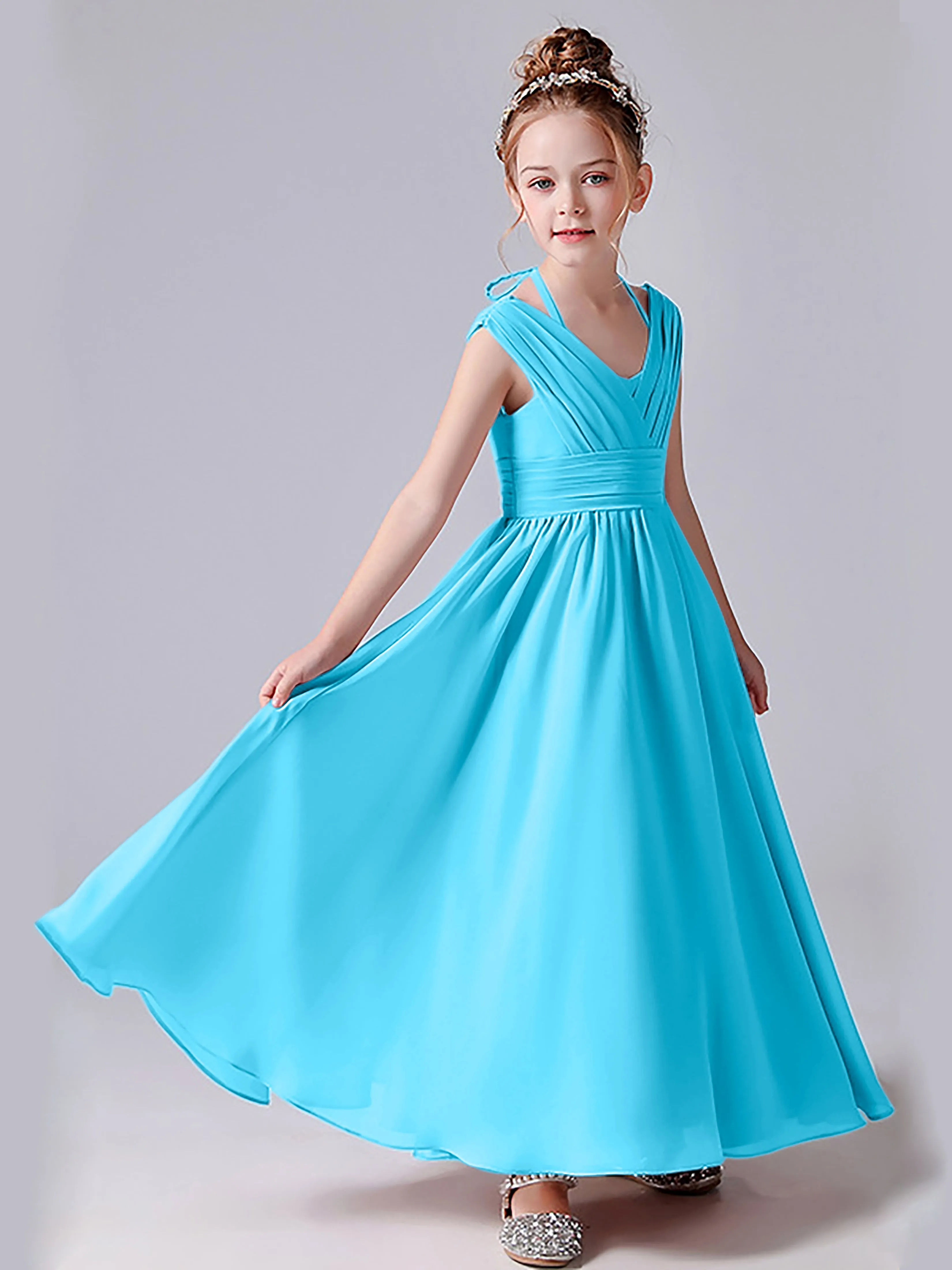 Halter V Back Junior Bridesmaid Dress