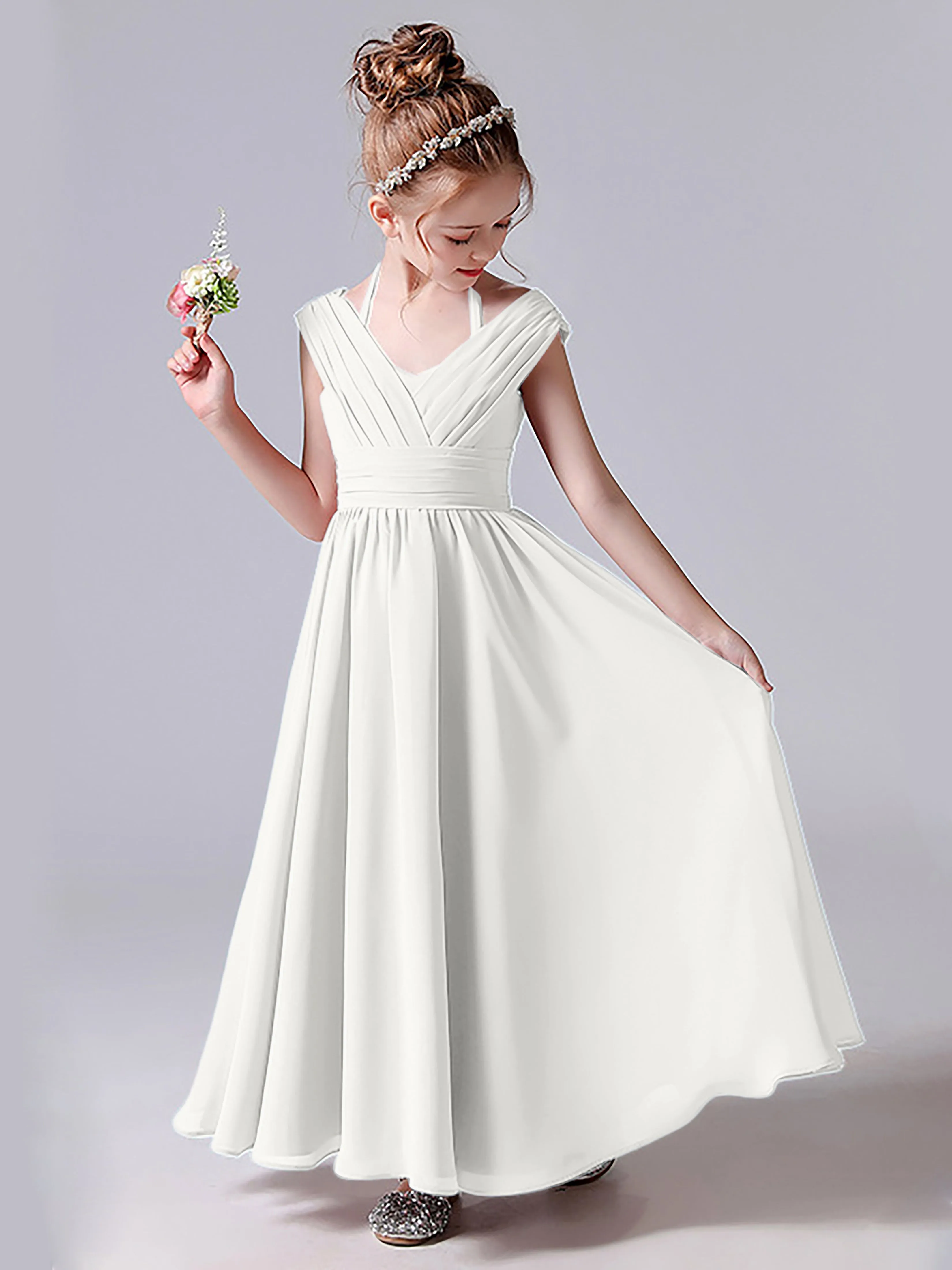 Halter V Back Junior Bridesmaid Dress