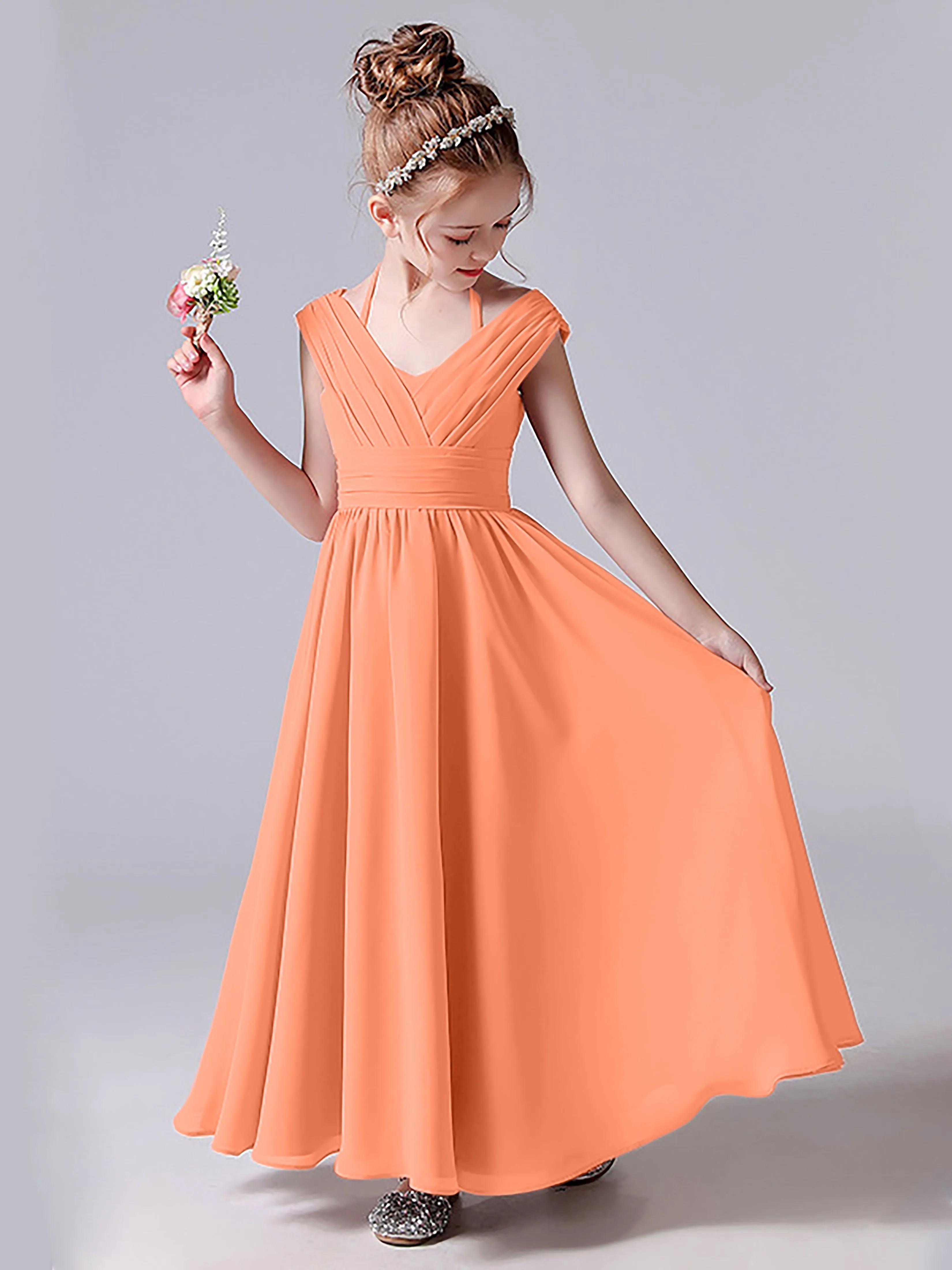 Halter V Back Junior Bridesmaid Dress