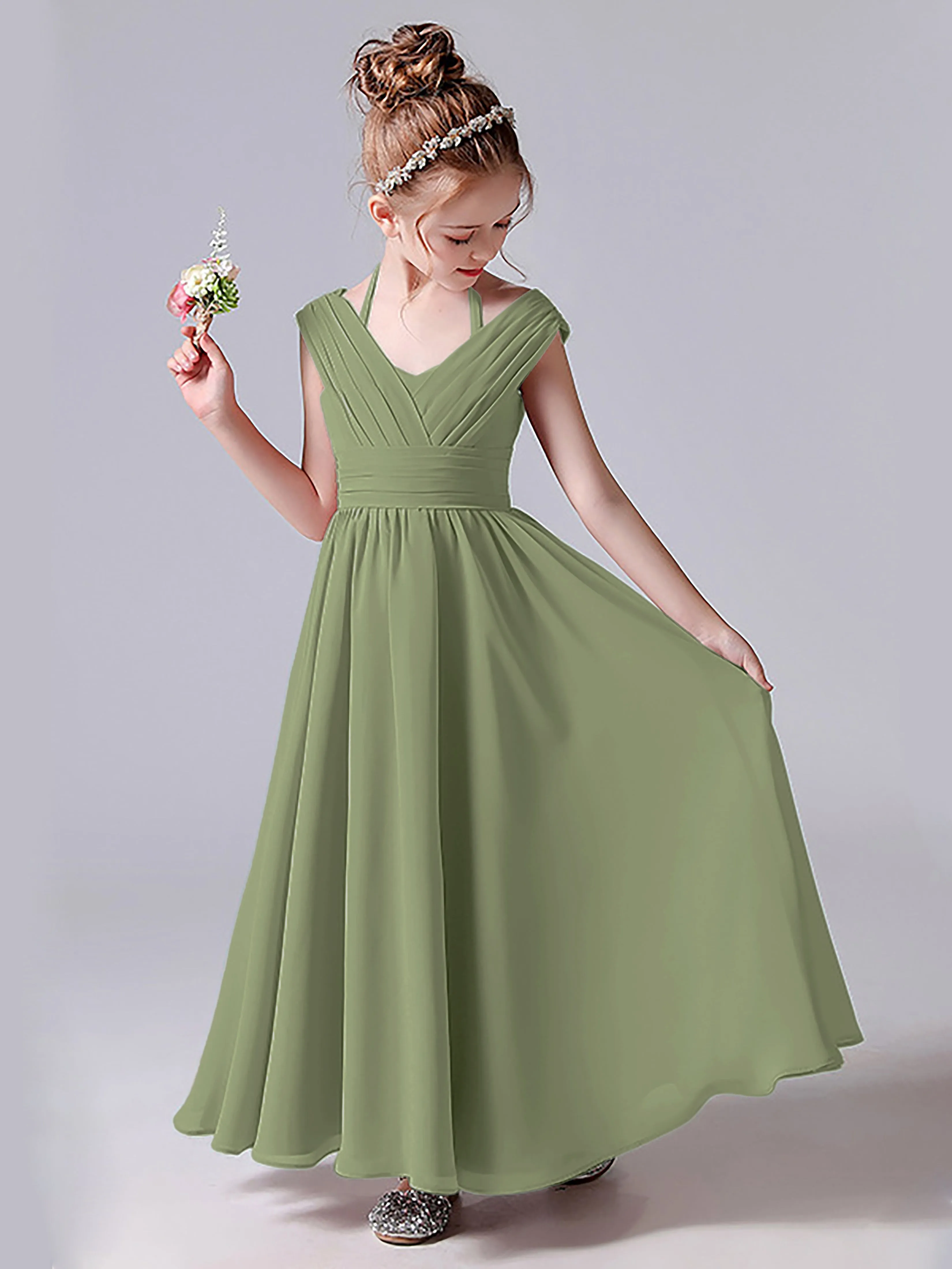 Halter V Back Junior Bridesmaid Dress