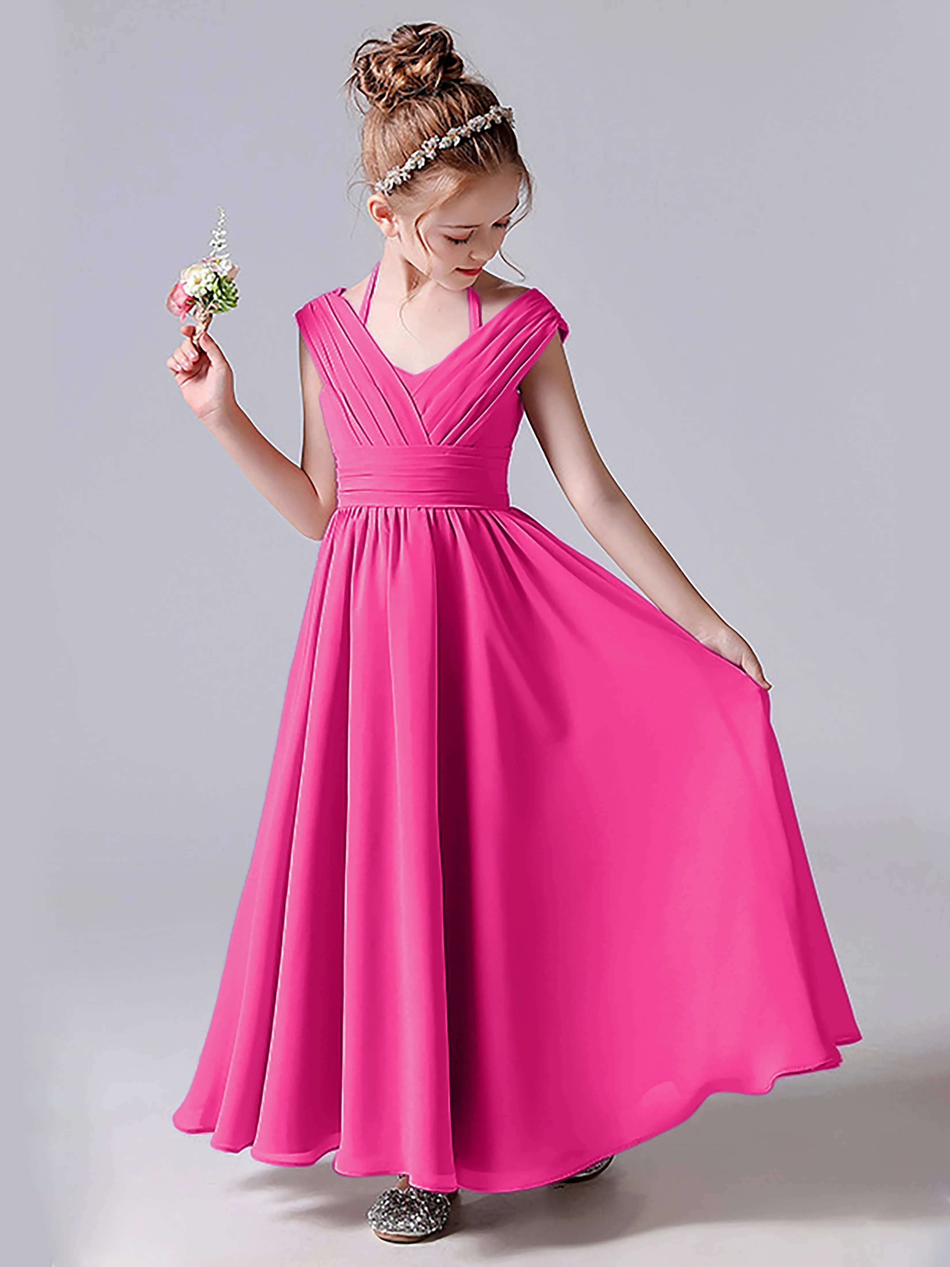 Halter V Back Junior Bridesmaid Dress