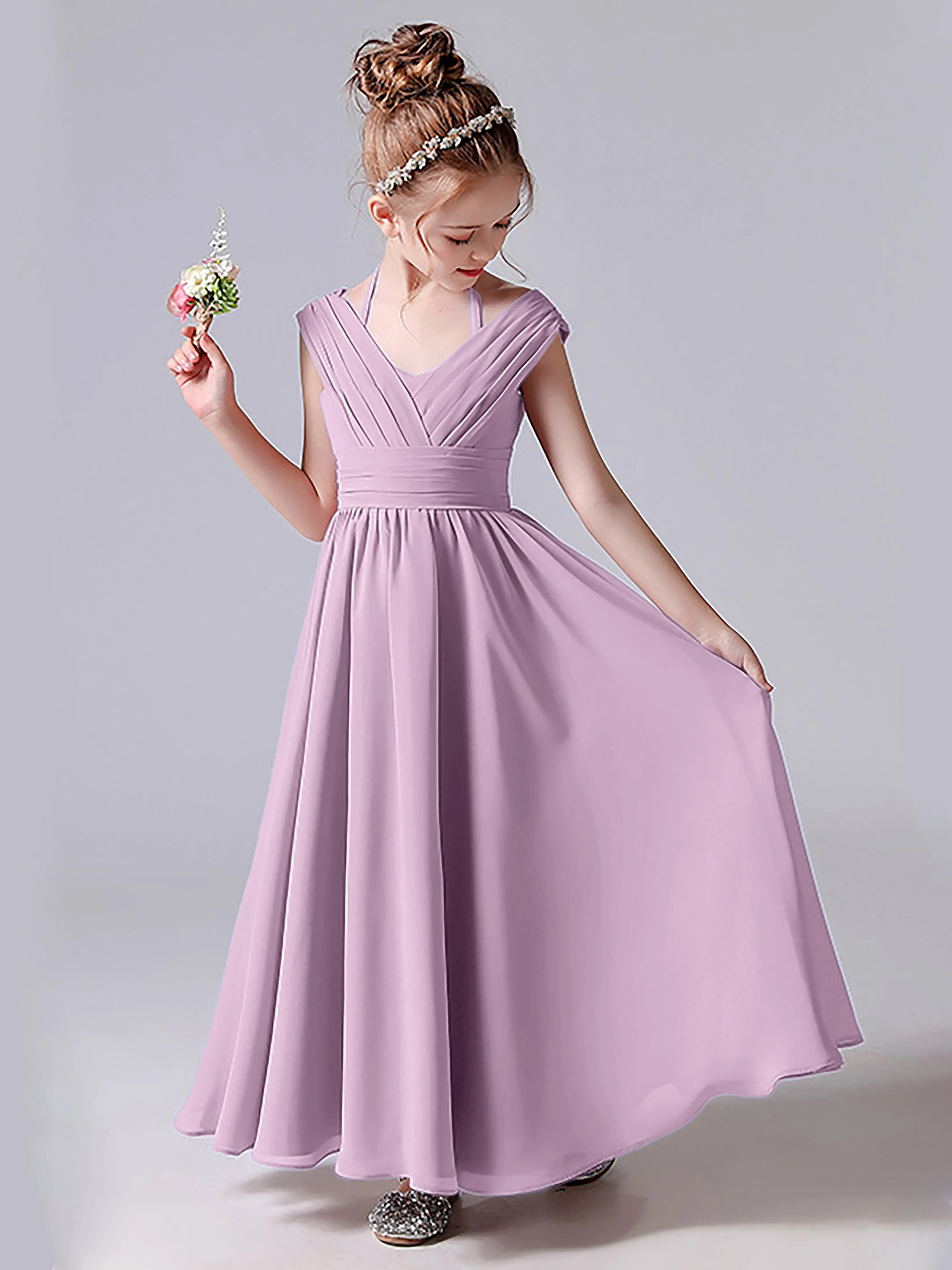 Halter V Back Junior Bridesmaid Dress