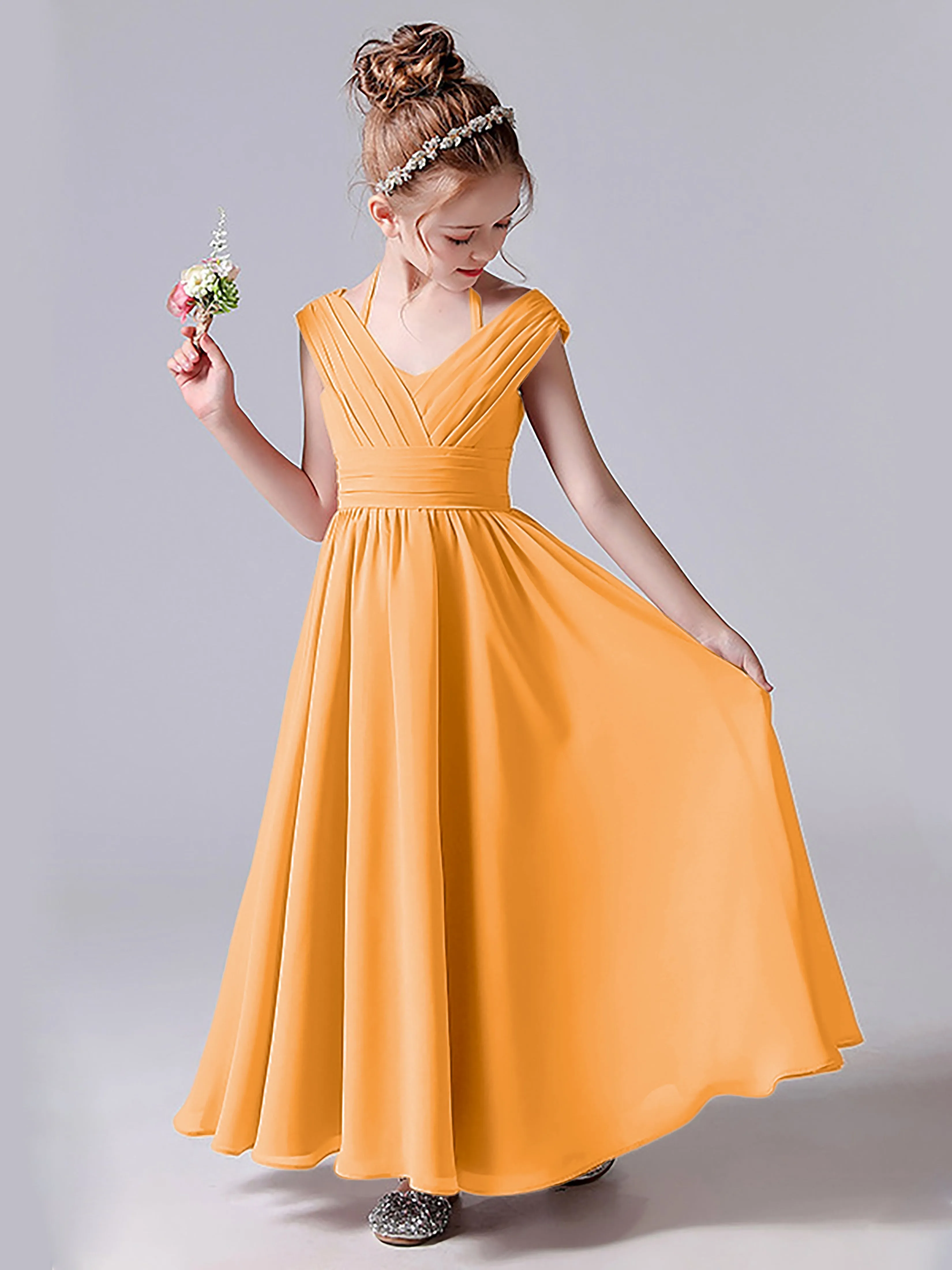 Halter V Back Junior Bridesmaid Dress