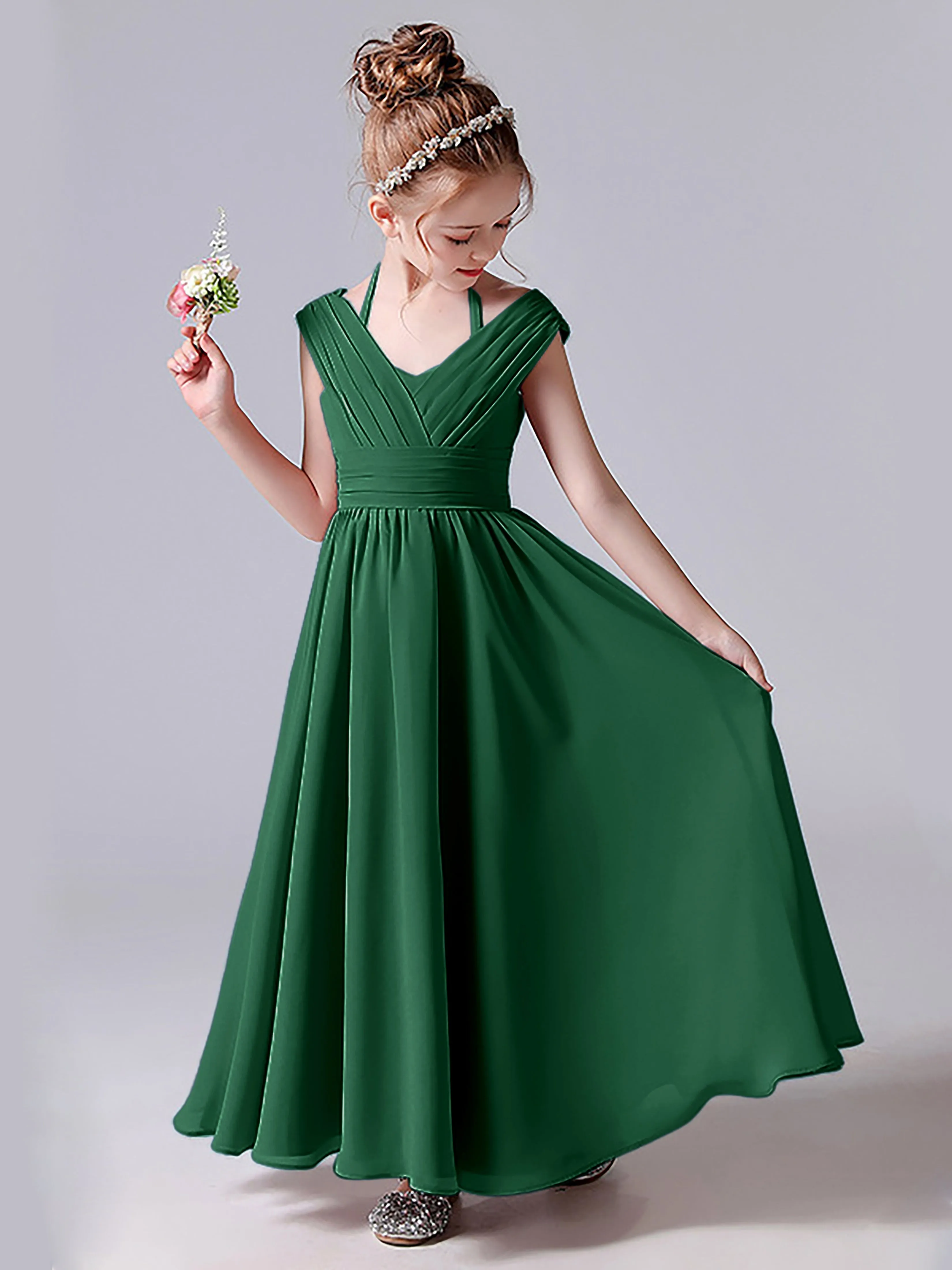 Halter V Back Junior Bridesmaid Dress