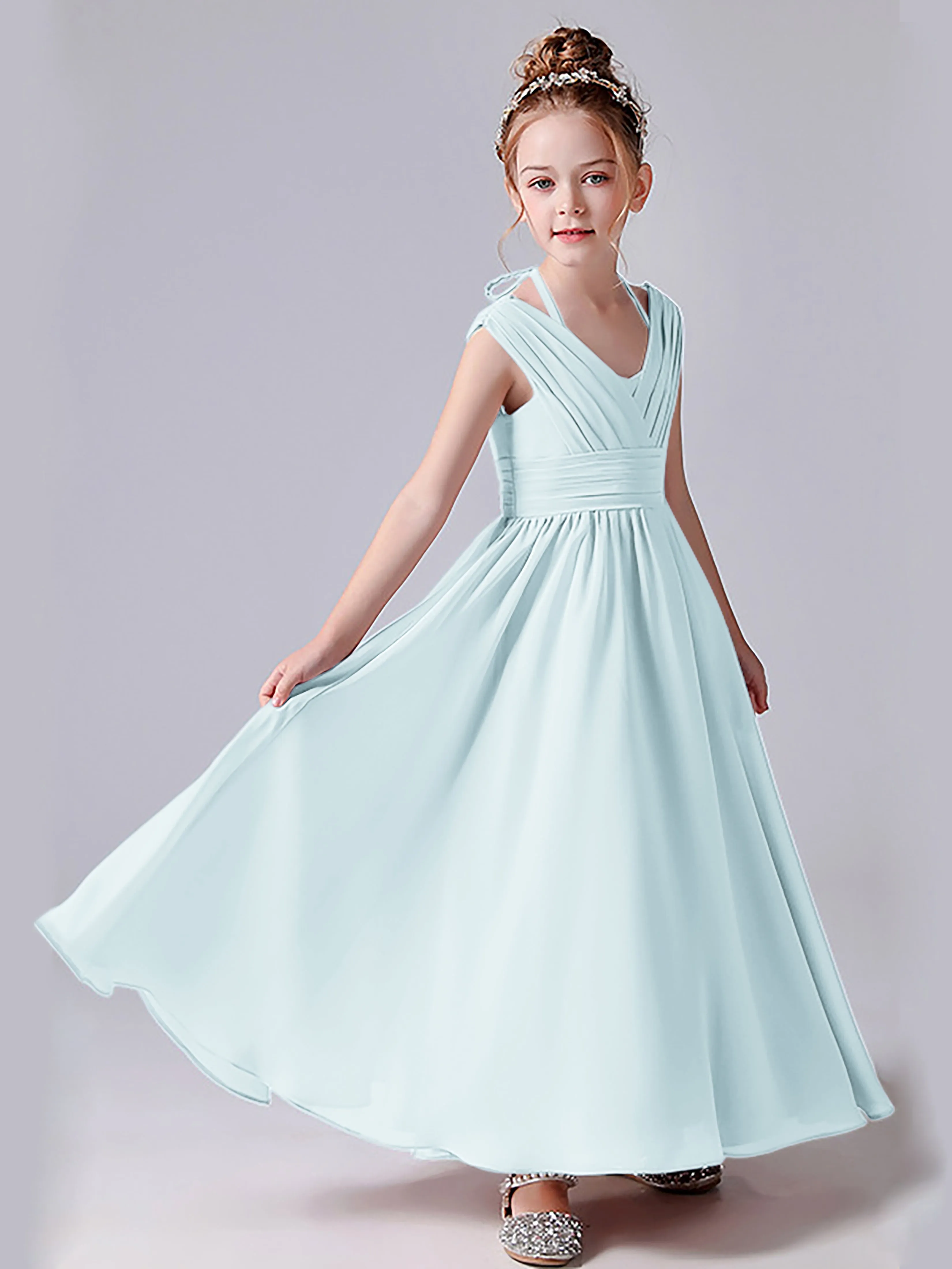 Halter V Back Junior Bridesmaid Dress