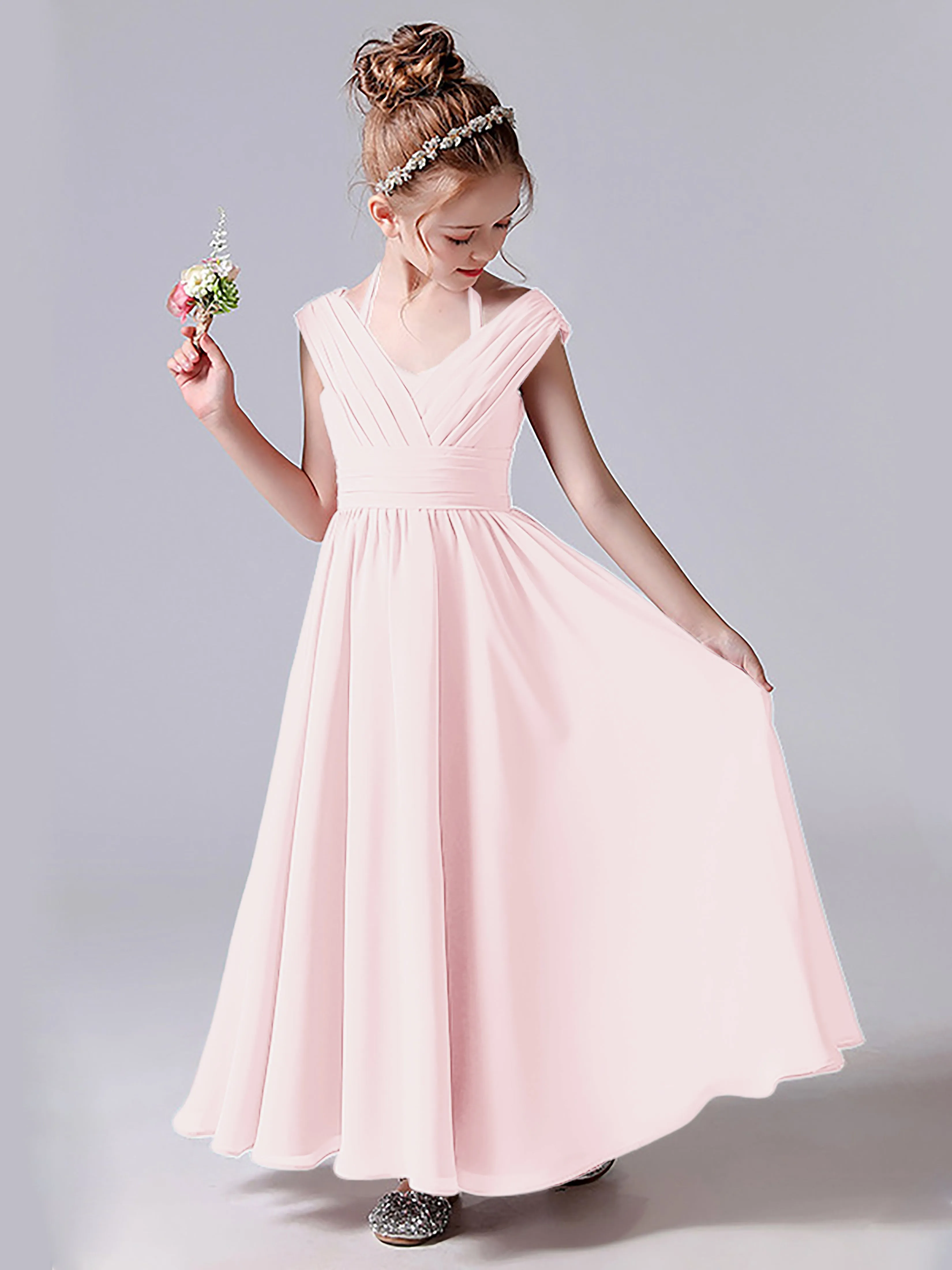 Halter V Back Junior Bridesmaid Dress