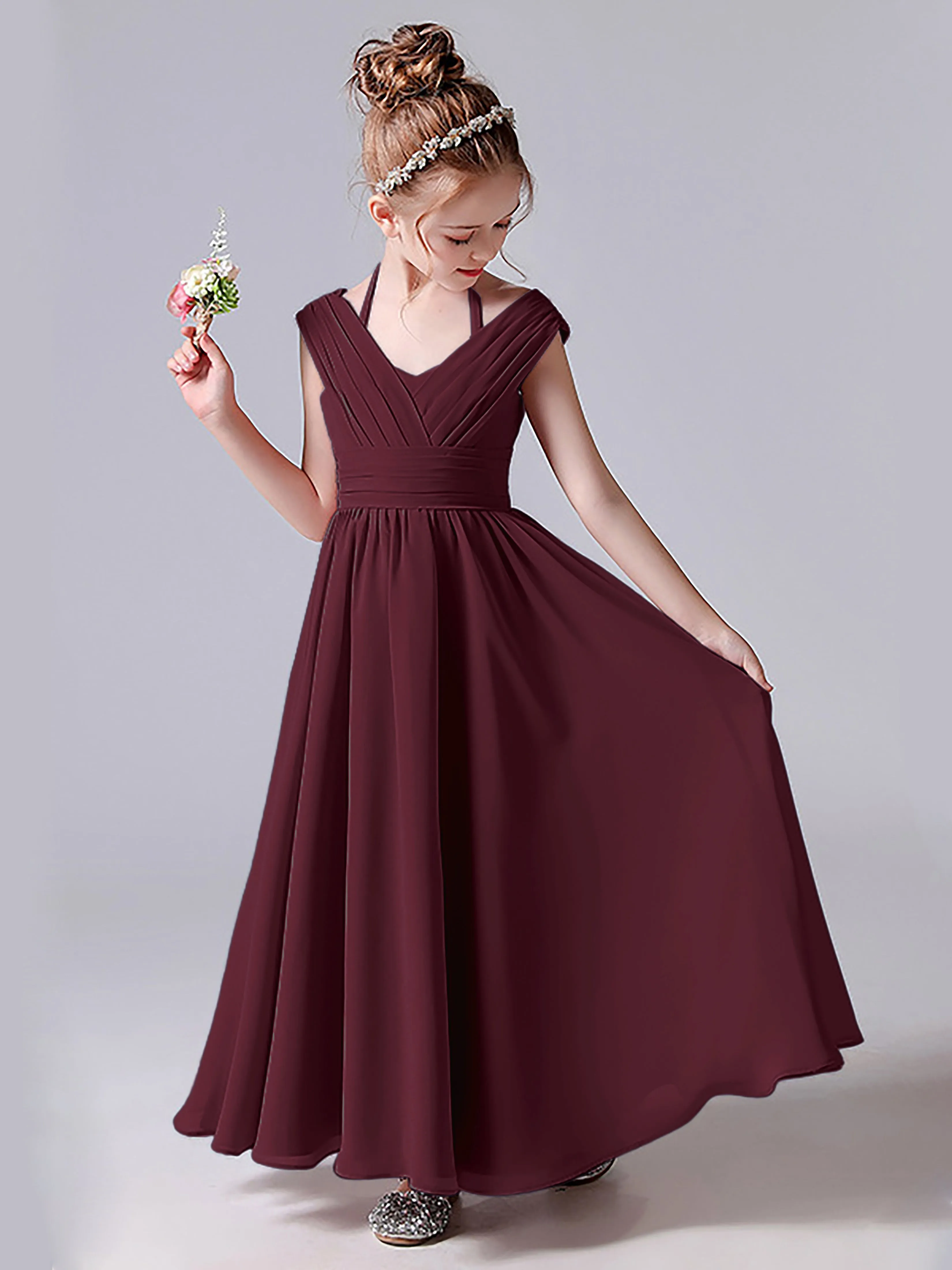 Halter V Back Junior Bridesmaid Dress