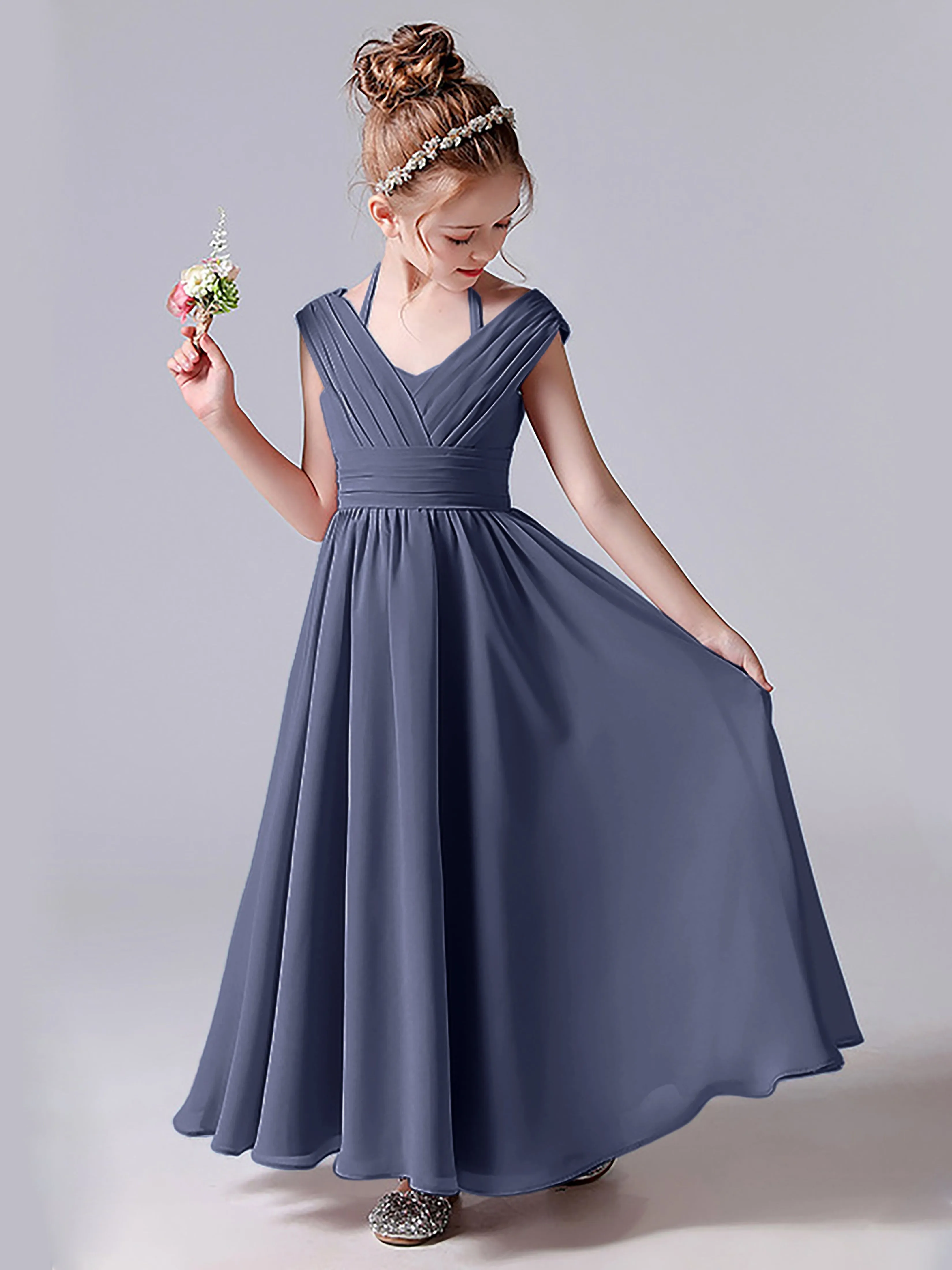 Halter V Back Junior Bridesmaid Dress