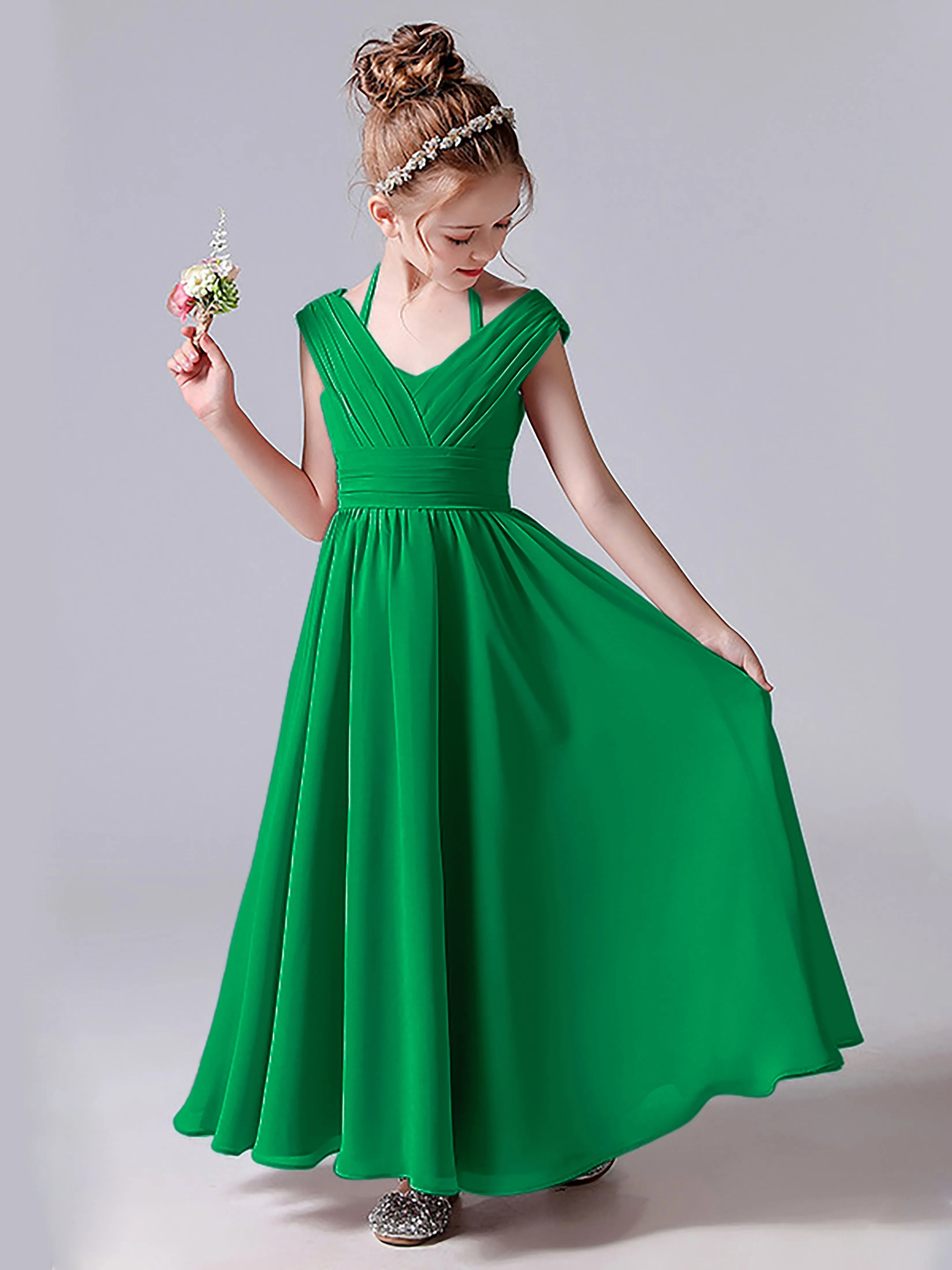 Halter V Back Junior Bridesmaid Dress