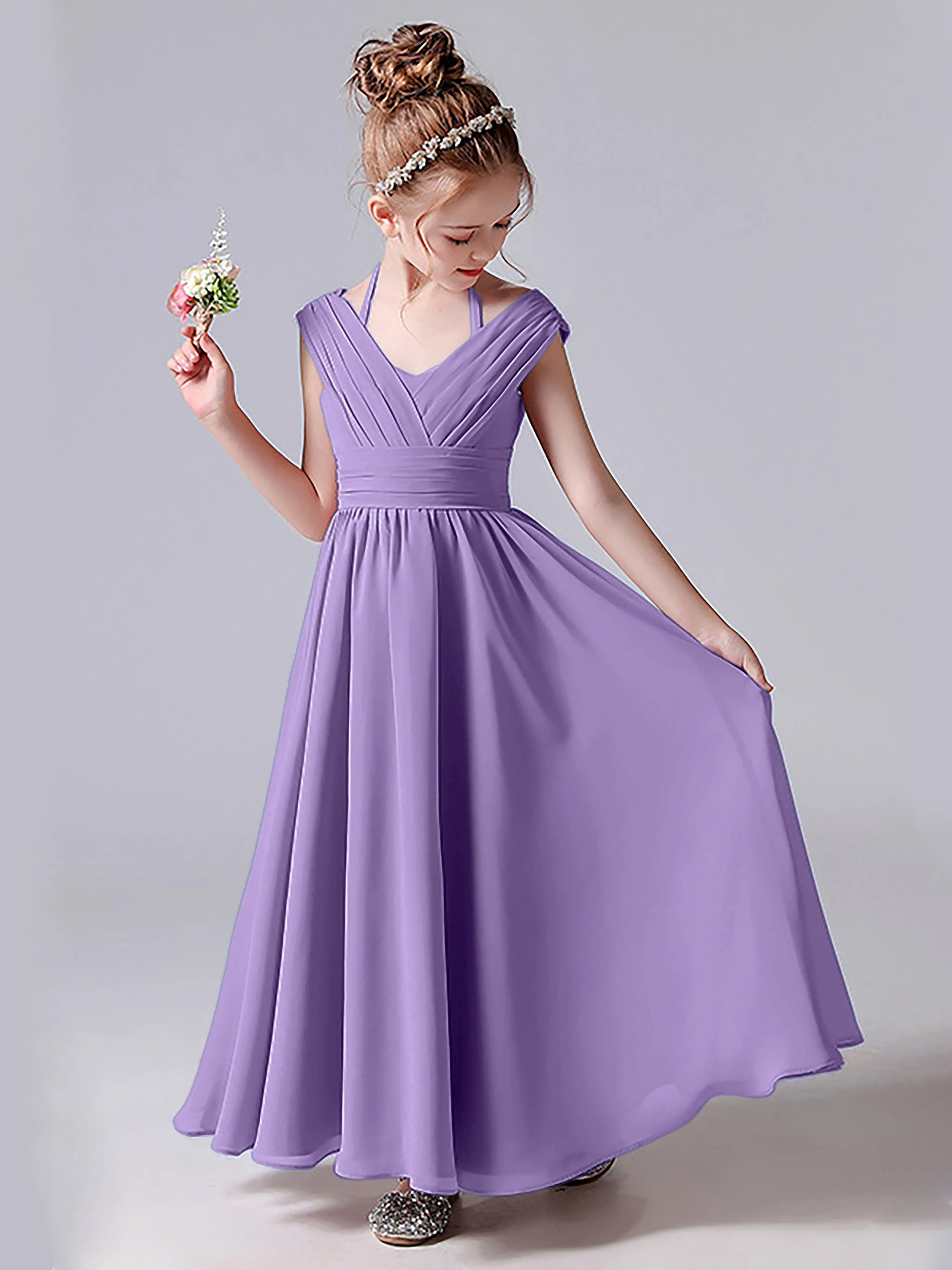 Halter V Back Junior Bridesmaid Dress