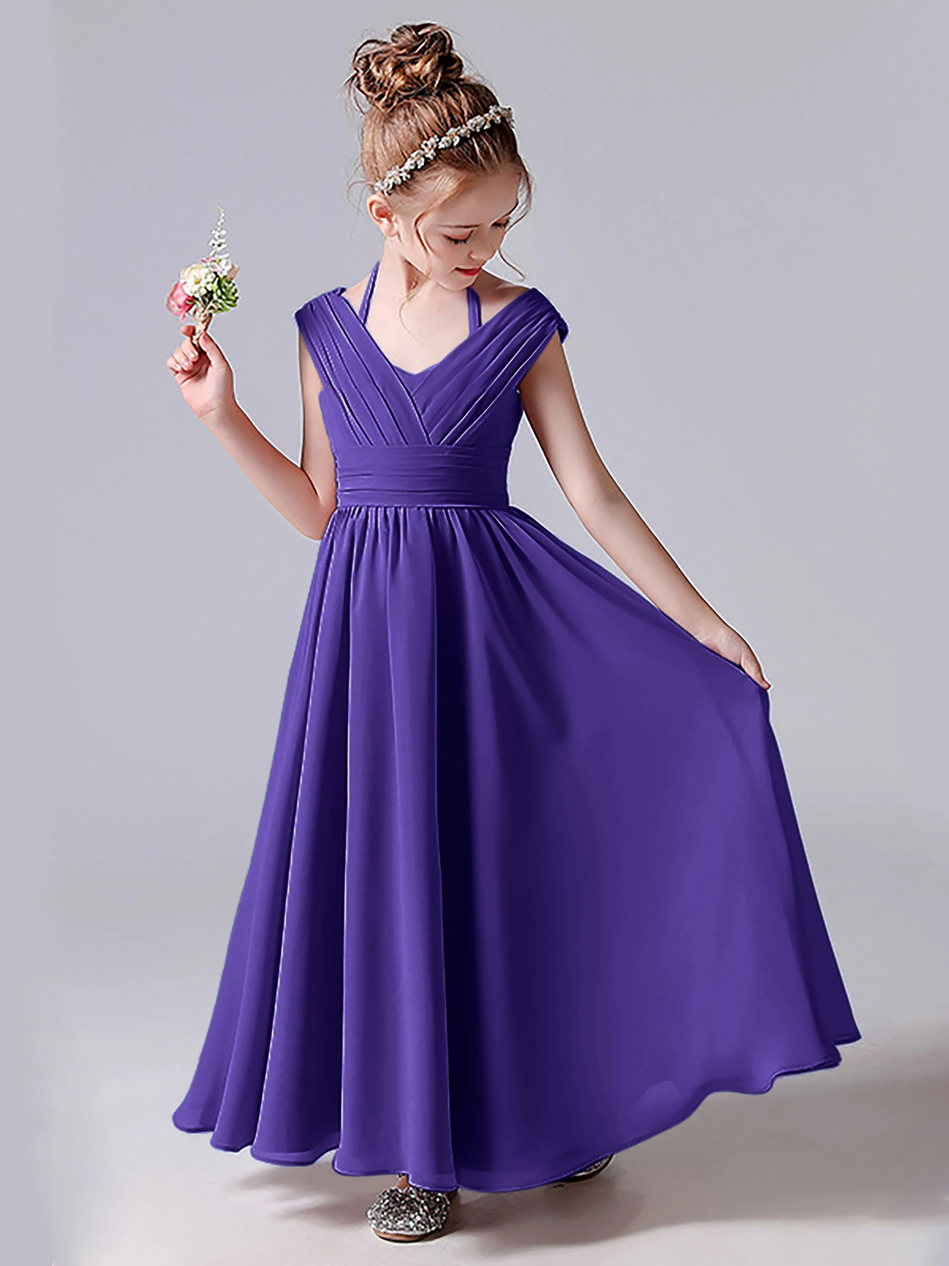 Halter V Back Junior Bridesmaid Dress