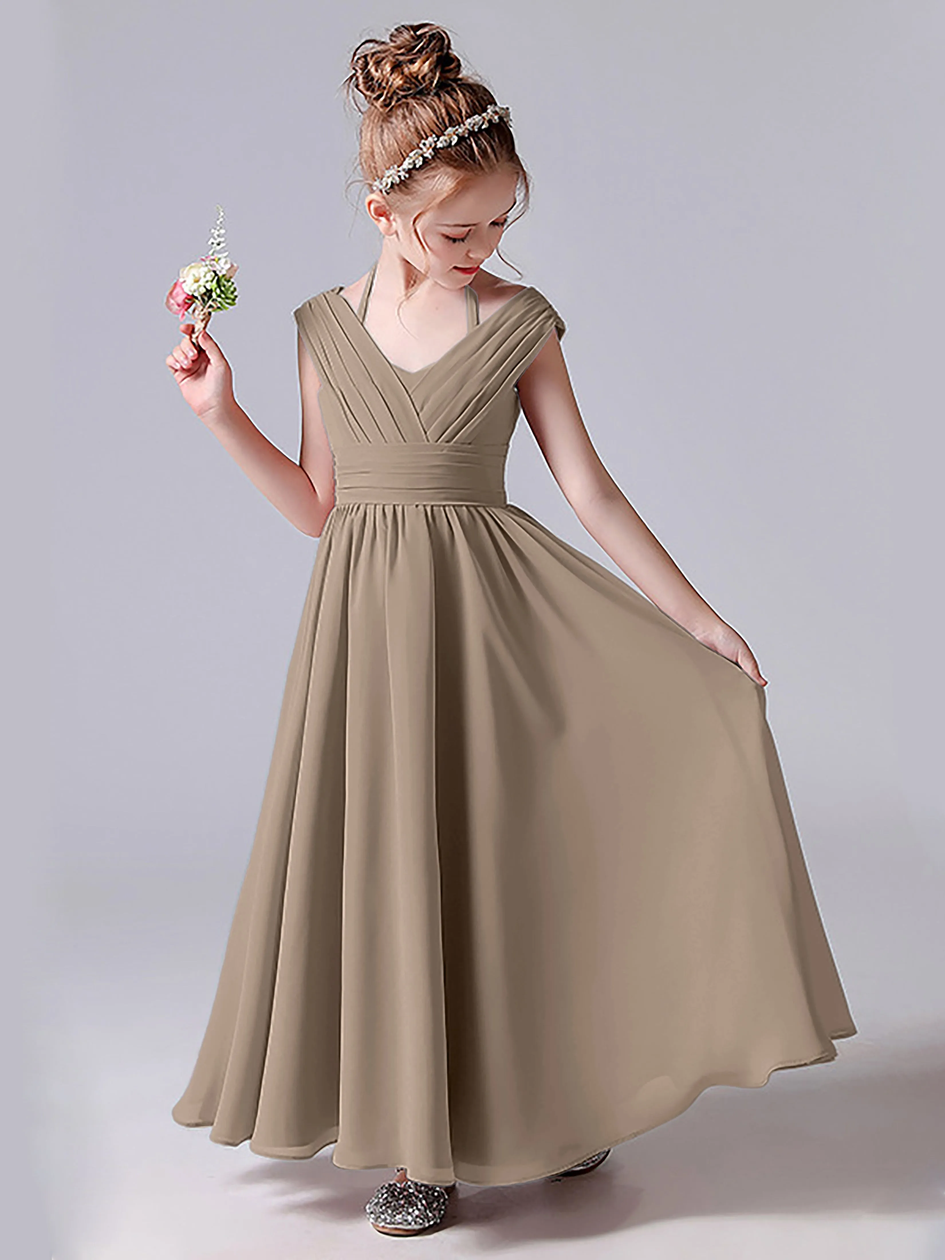 Halter V Back Junior Bridesmaid Dress