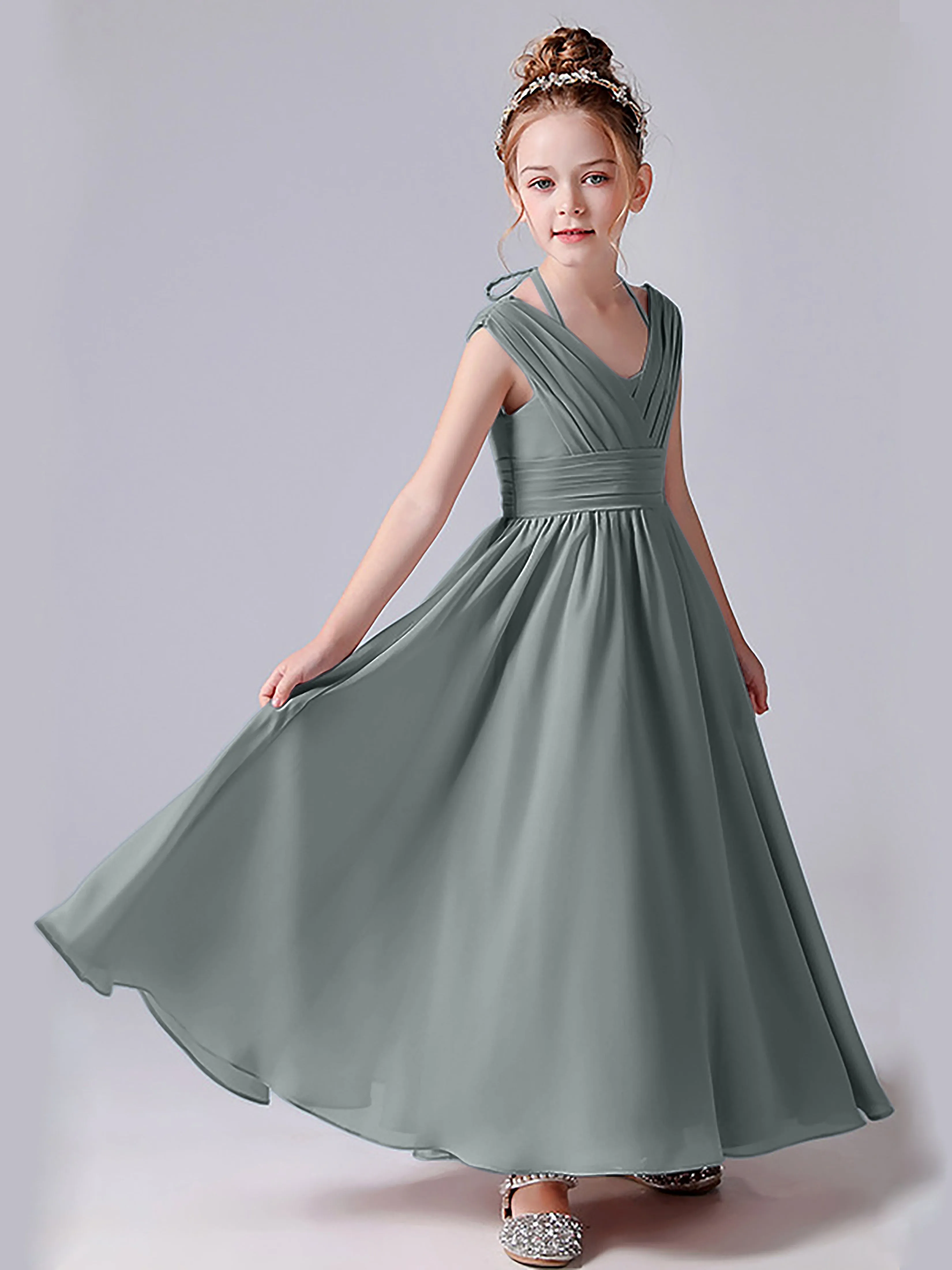 Halter V Back Junior Bridesmaid Dress