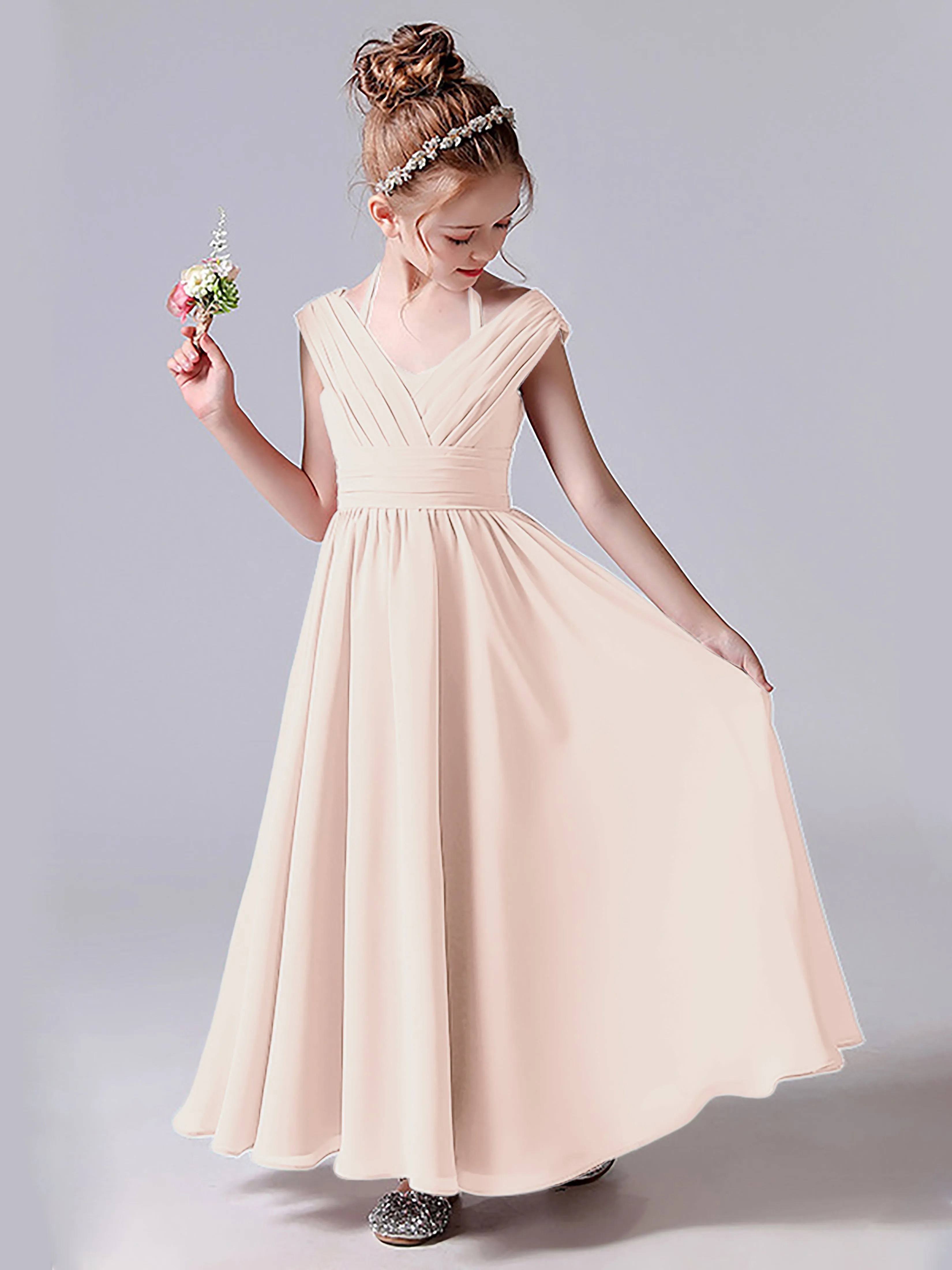 Halter V Back Junior Bridesmaid Dress