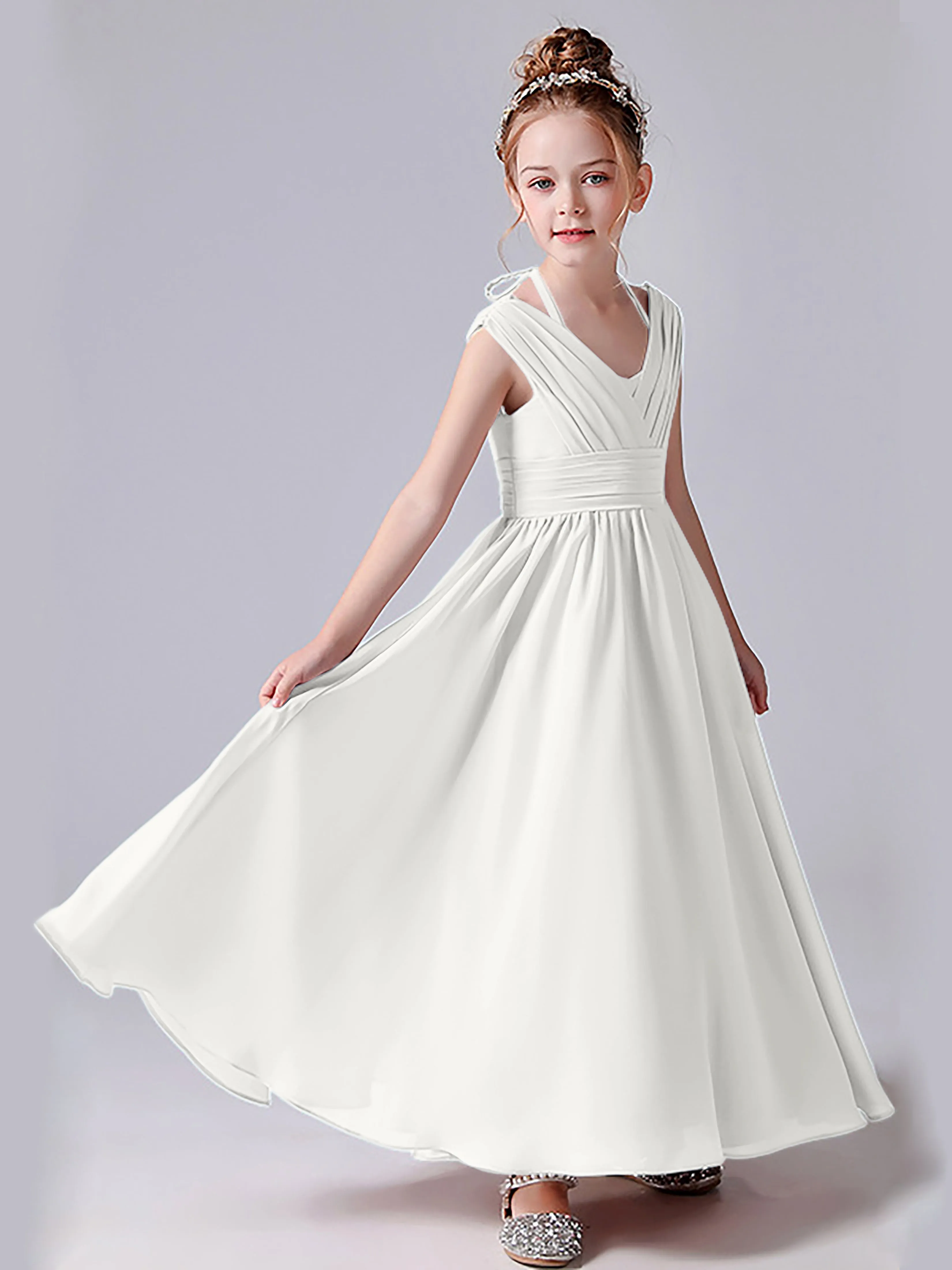 Halter V Back Junior Bridesmaid Dress