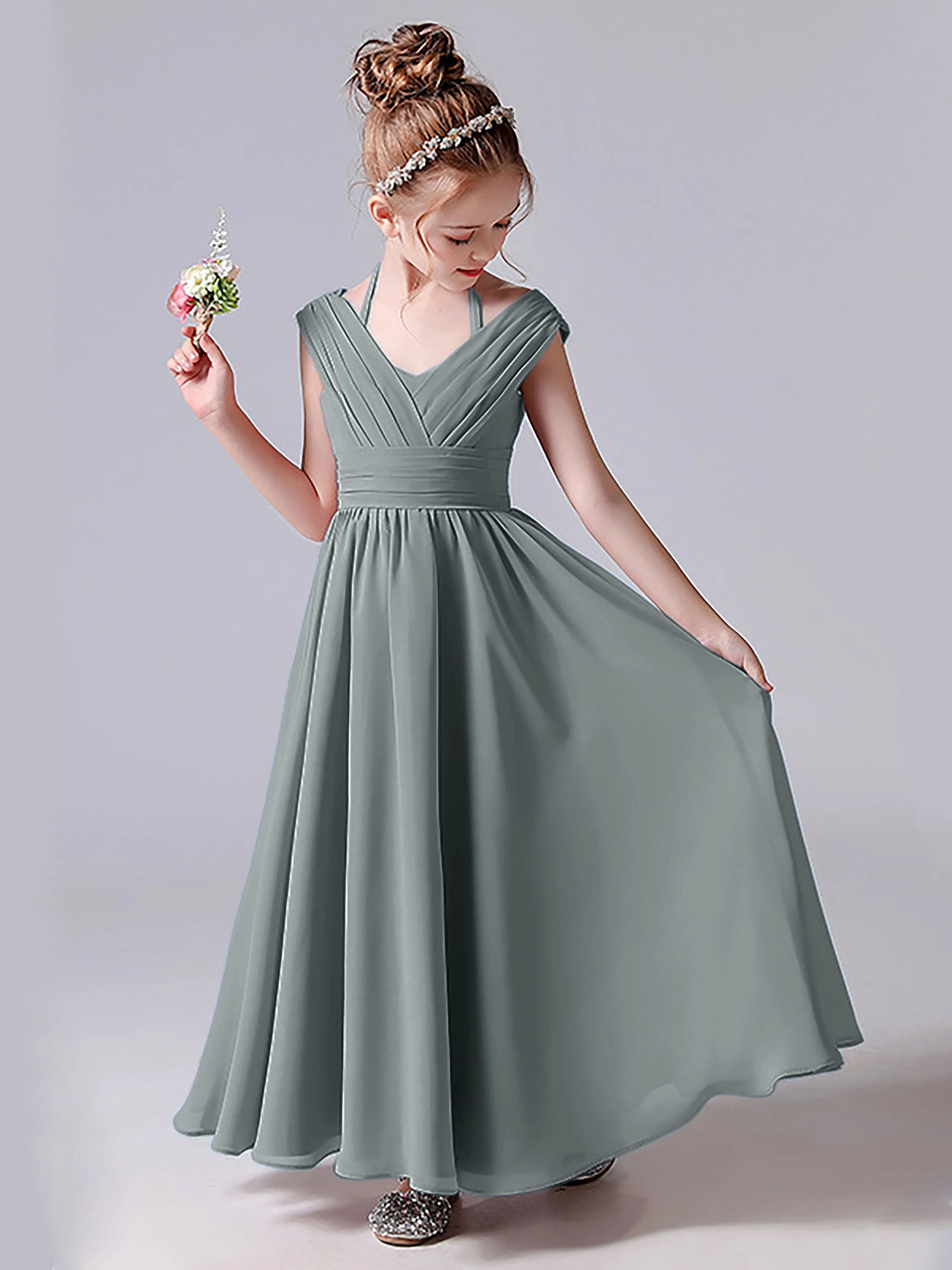 Halter V Back Junior Bridesmaid Dress