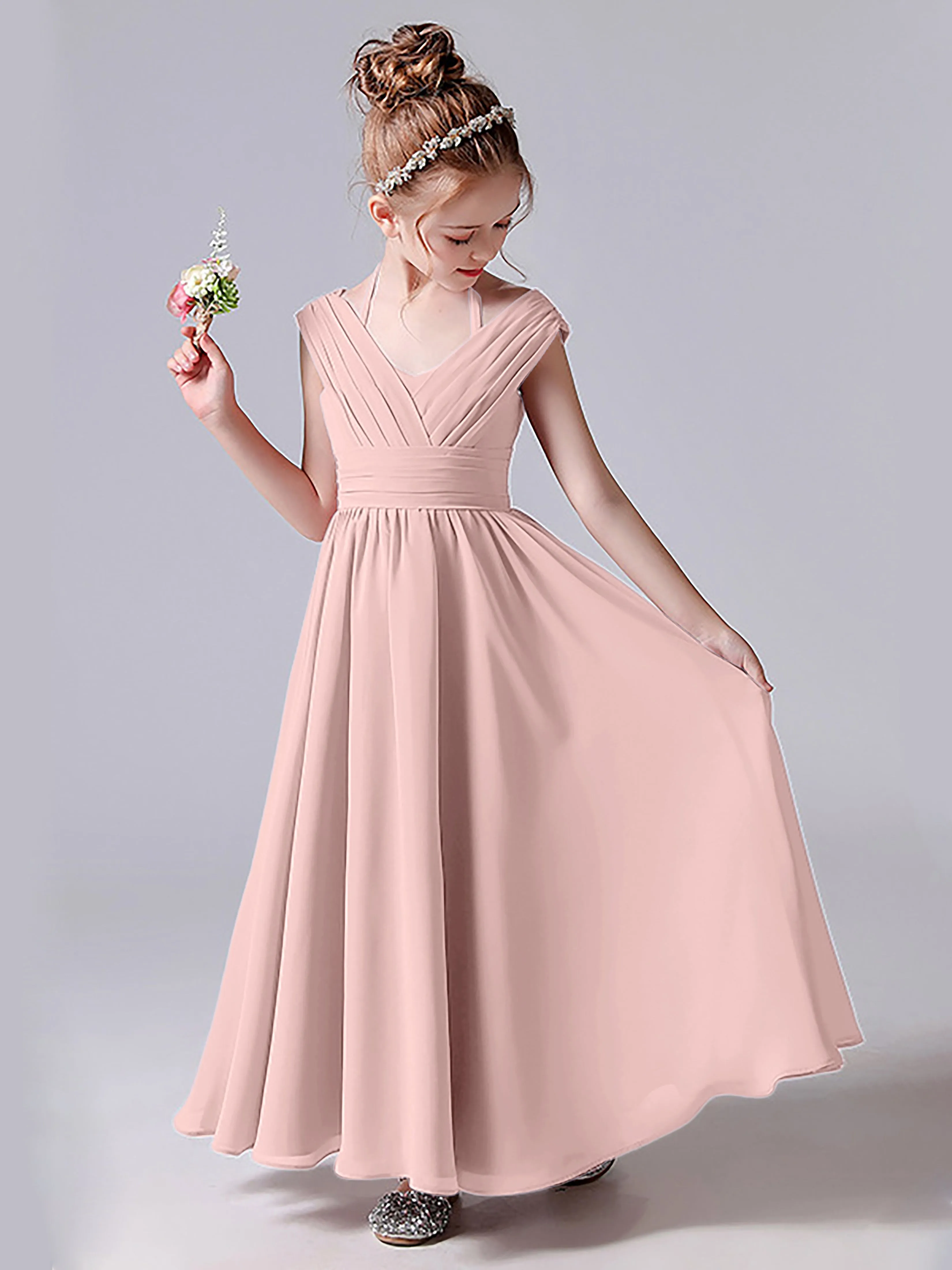 Halter V Back Junior Bridesmaid Dress